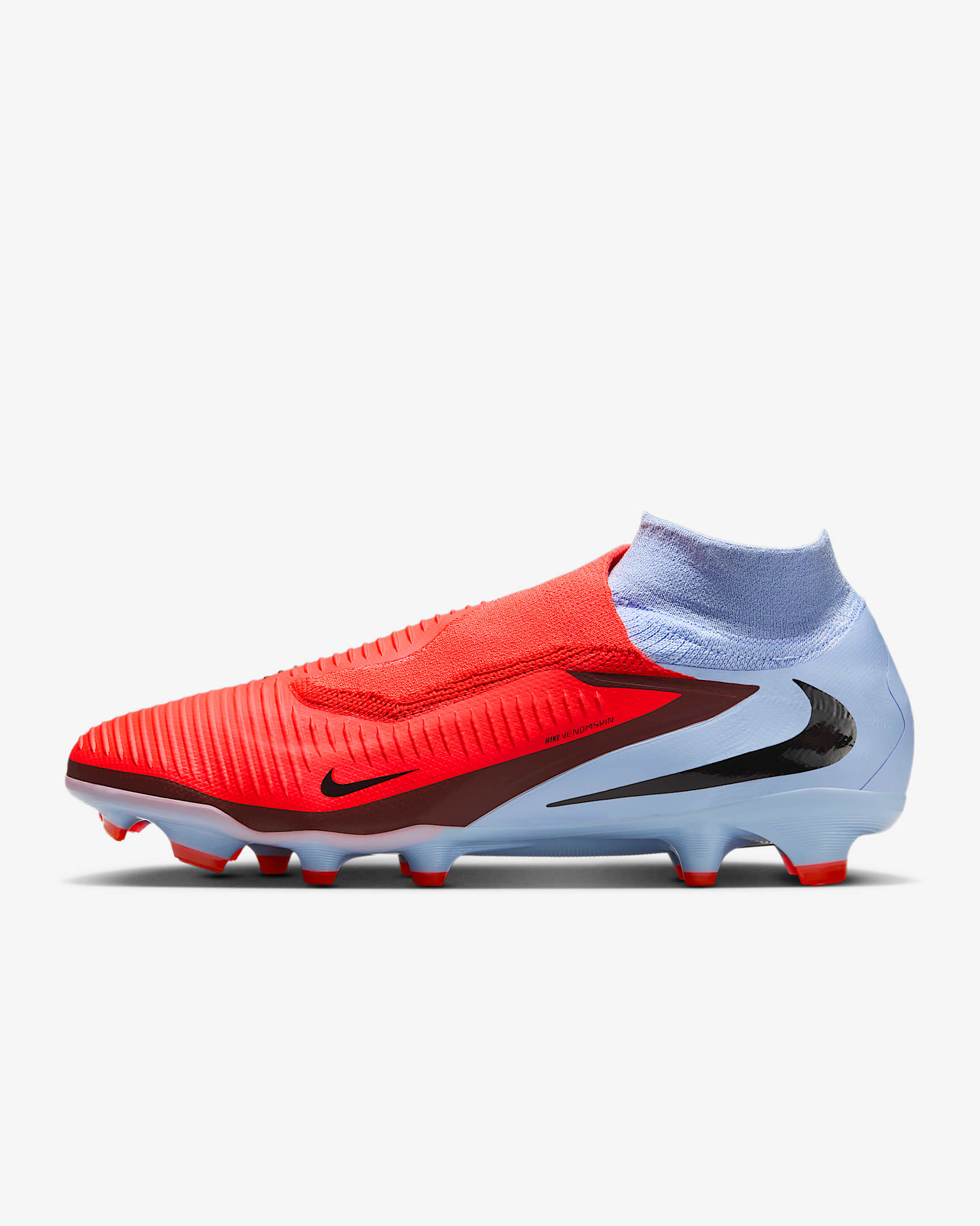 Nike Phantom 6 High Pro fotballsko til gress - Royal Tint/Bright Crimson