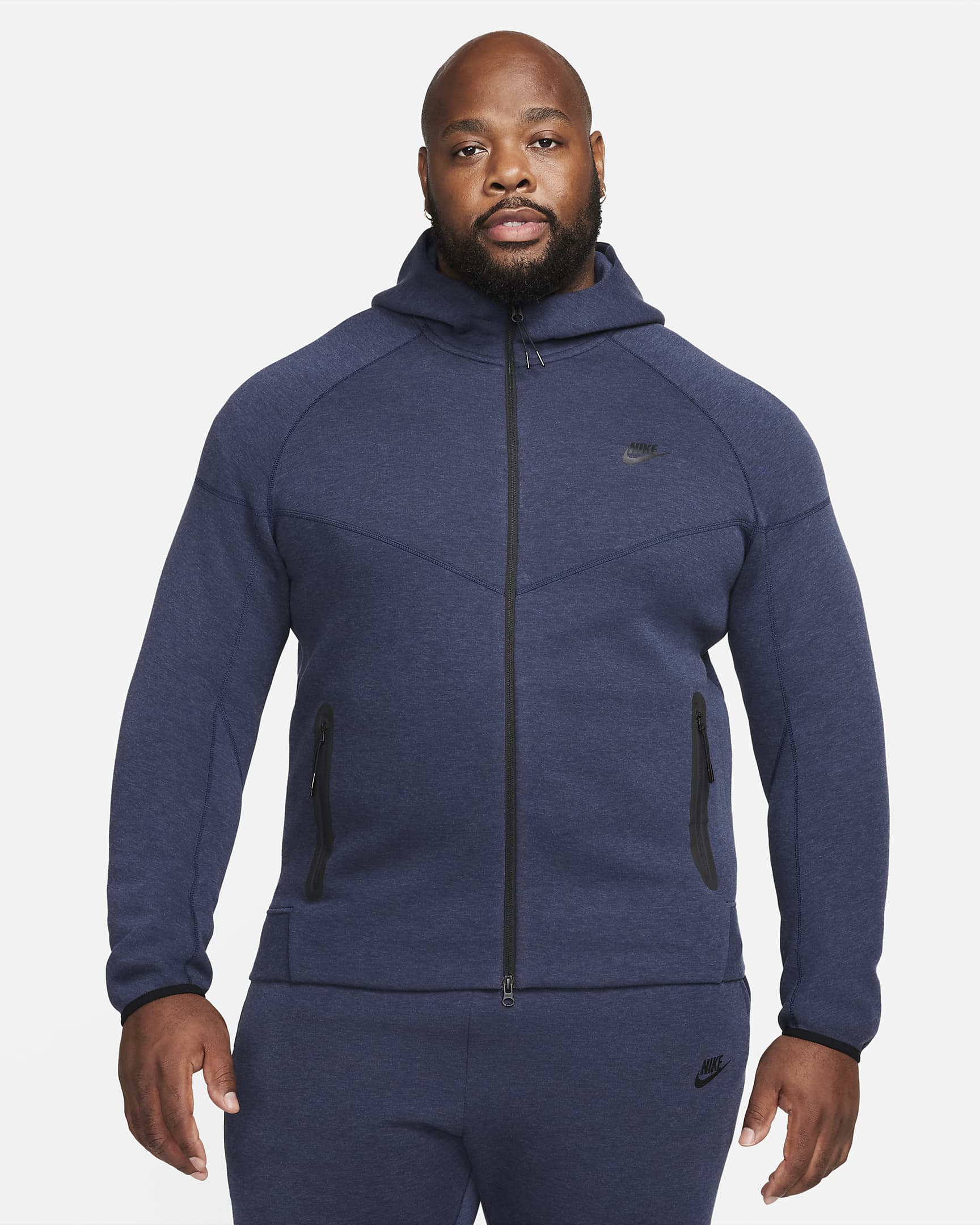 Męska bluza z kapturem i zamkiem na całej długości Nike Sportswear Tech Fleece Windrunner - Obsidian Heather/Czerń