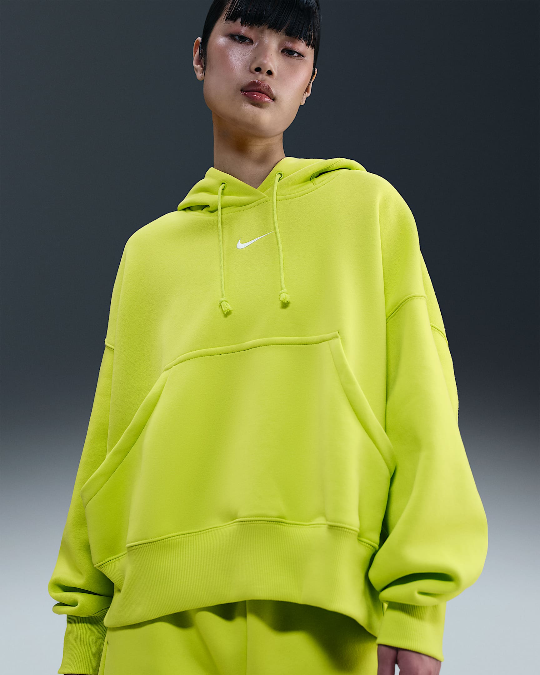 Sudadera con gorro sin cierre de tejido Fleece over-oversized para mujer Nike Sportswear Phoenix - Cíber/Vela