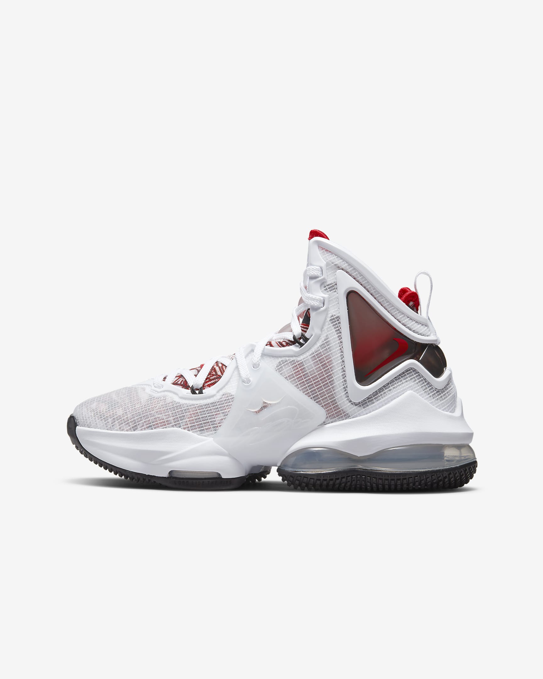 LeBron 19 Big Kids' Basketball Shoes - White/Black/University Red