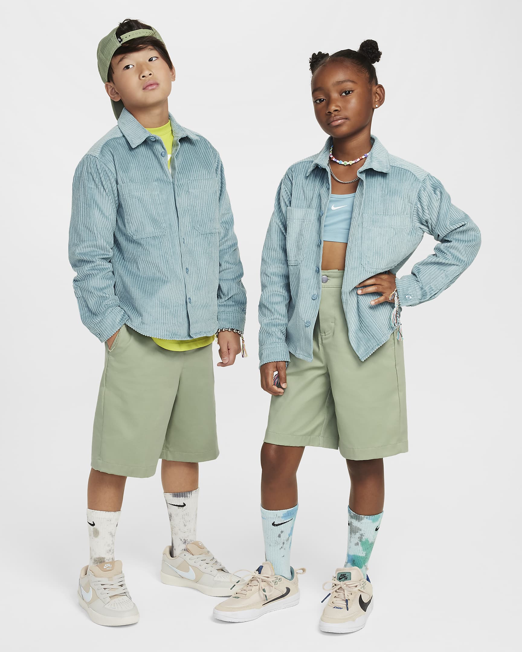 Nike SB Older Kids' Button-Down Layering Top - Denim Turquoise/Aegean Storm