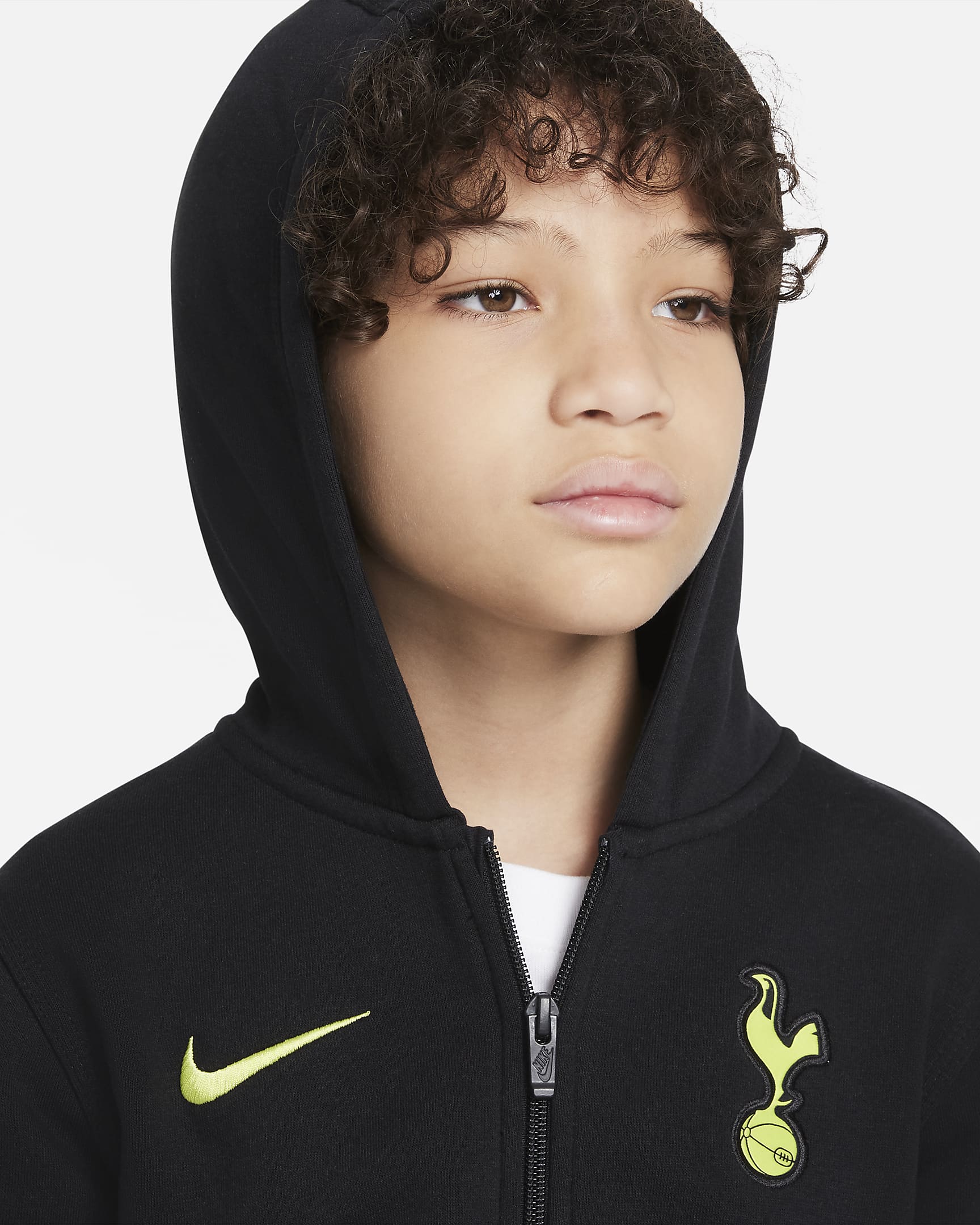 Hoodie de lã cardada com fecho completo Tottenham Hotspur Júnior. Nike PT
