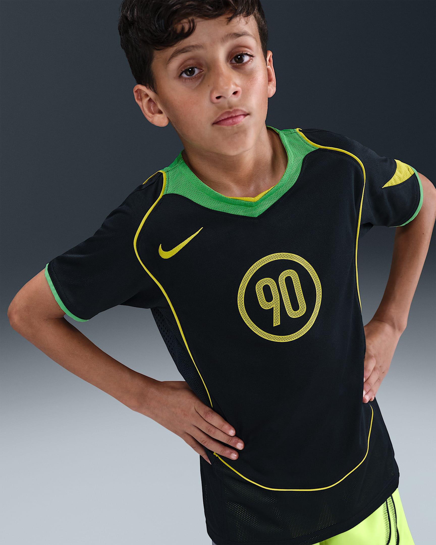 Nike Total 90 Camiseta de fútbol Dri-FIT - Niño/a - Negro/Green Spark/Opti Yellow/Opti Yellow