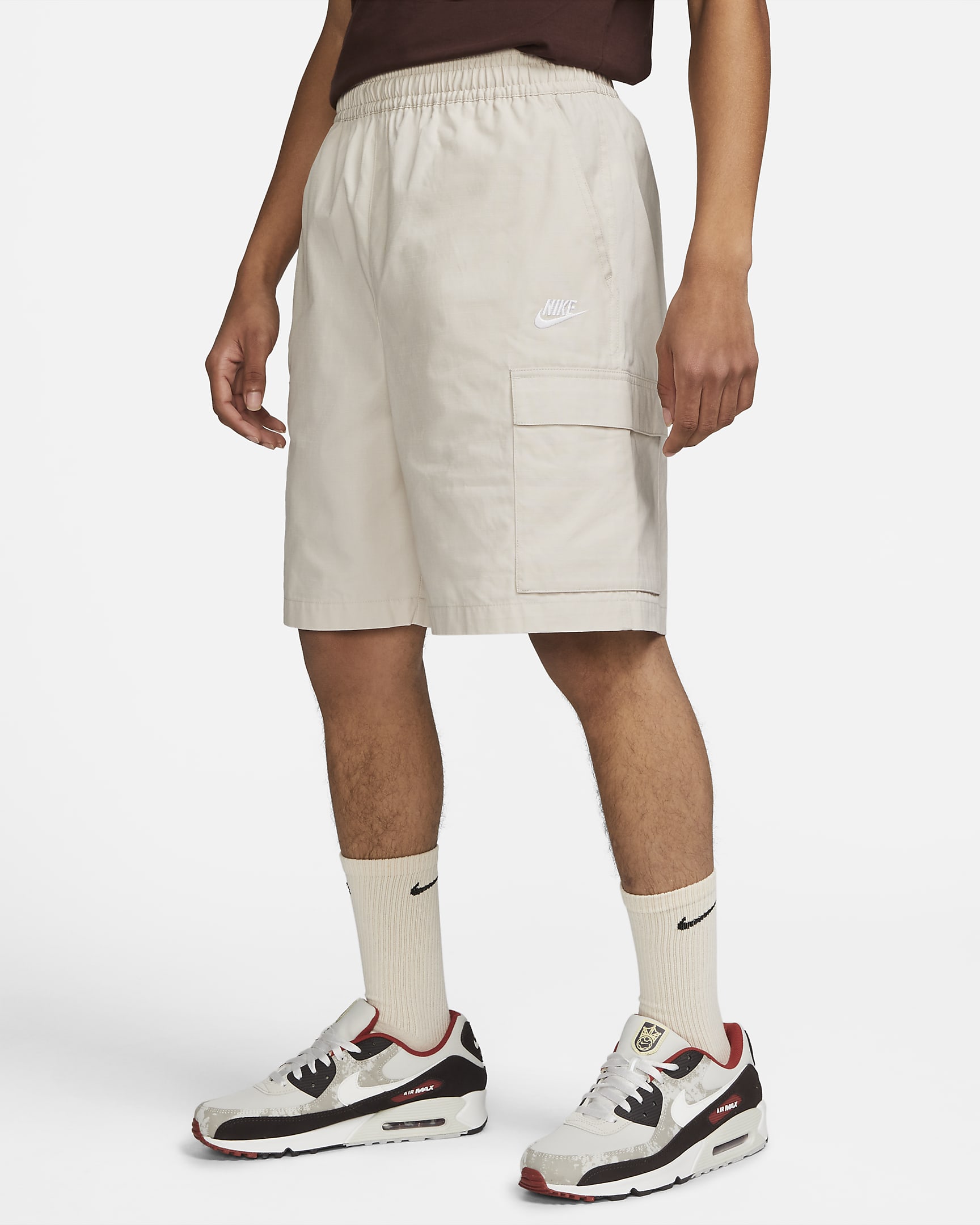 Shorts cargo de tejido Woven para hombre Nike Club - Marrón verdoso claro/Blanco