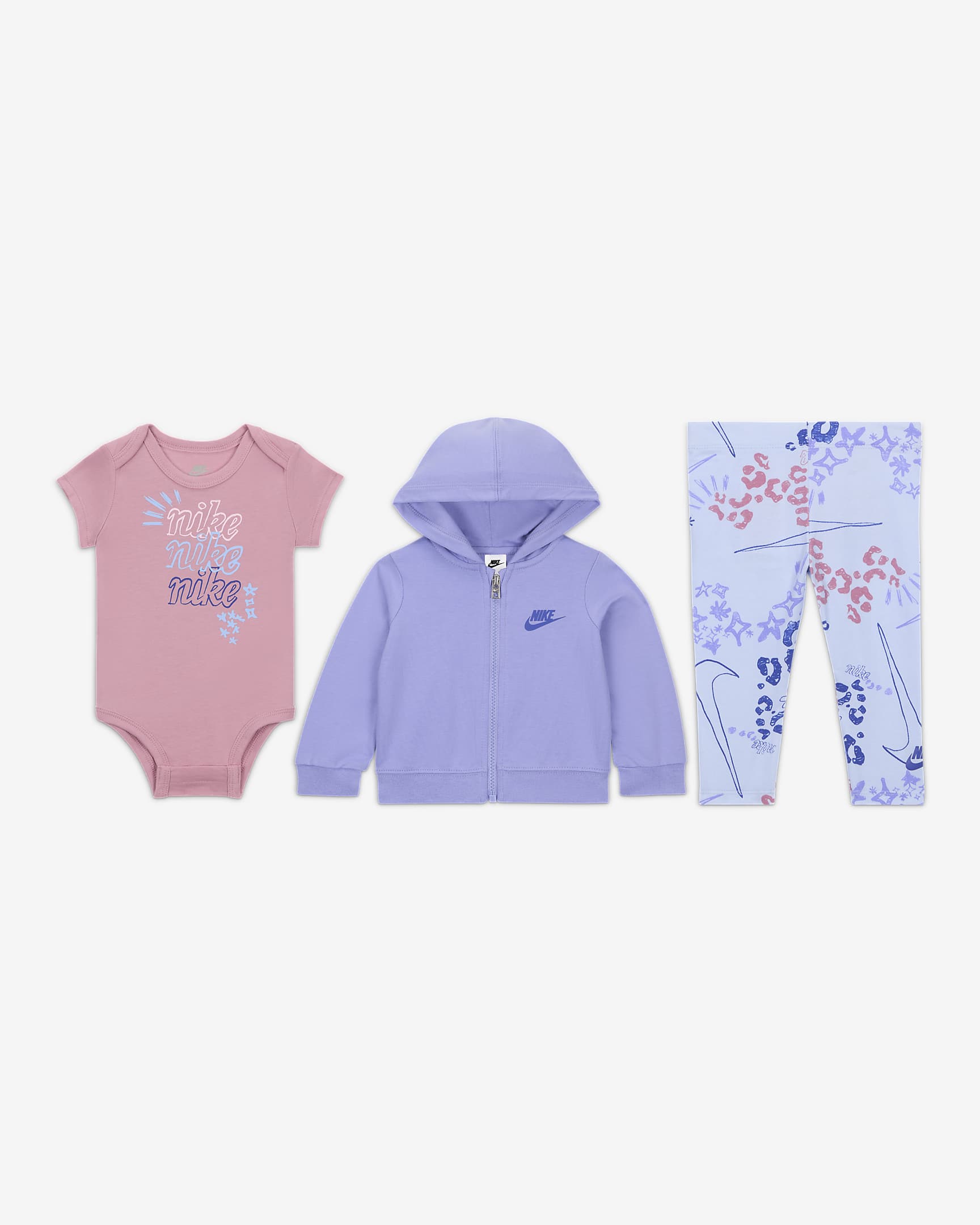 Nike 3-teiliges Doodle Dreamer-Set für Babys (3–6 M) - Football Grey