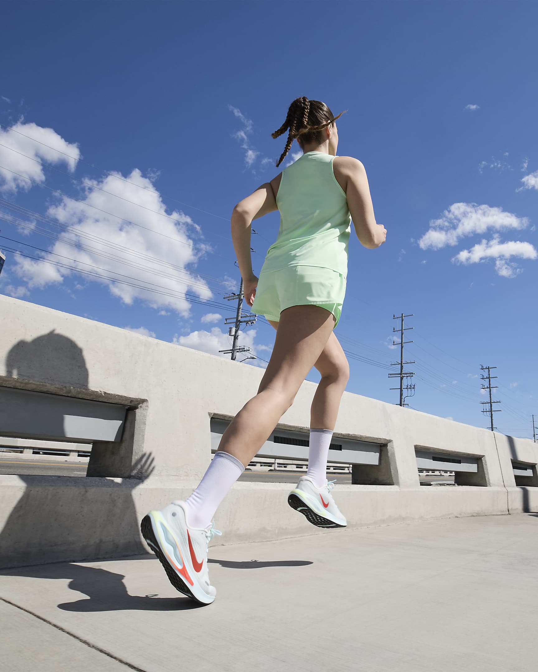 Nike Journey Run Women's Road Running Shoes - Summit White/Glacier Blue/Barely Volt/Bright Crimson