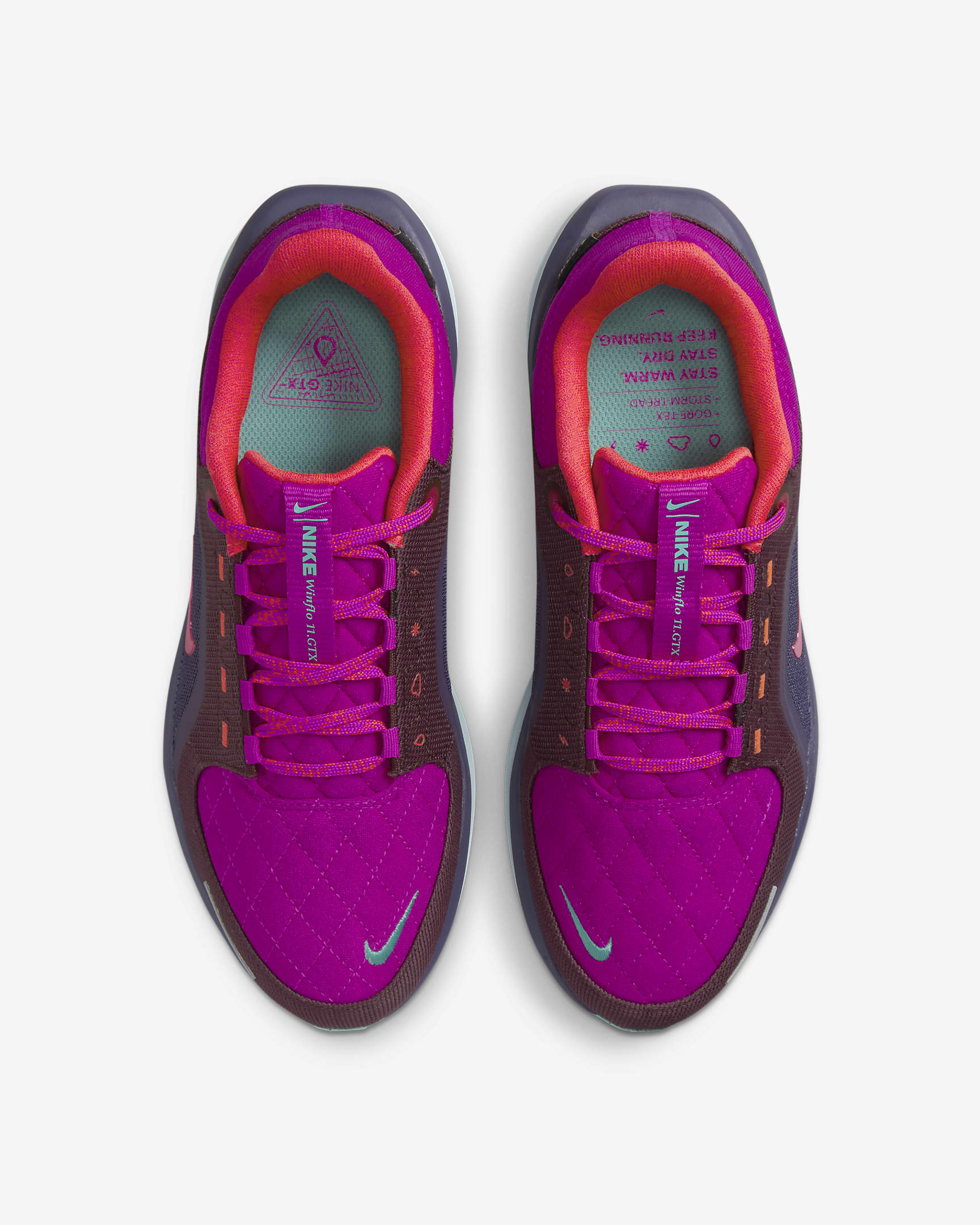 Damskie wodoszczelne buty do biegania po asfalcie Nike Winflo 11 GORE-TEX SE - Vivid Grape/Dark Raisin/Green Frost/Bright Crimson