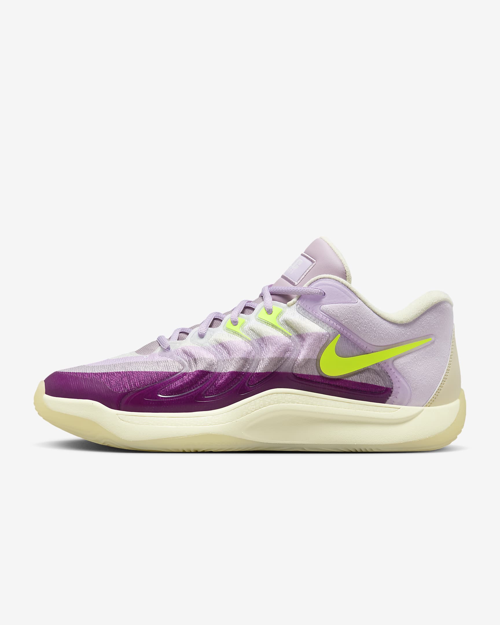 Tenis de básquetbol KD17 x Alchemist - Leche de coco/Violeta viotech/Muñeca/Naranja láser claro