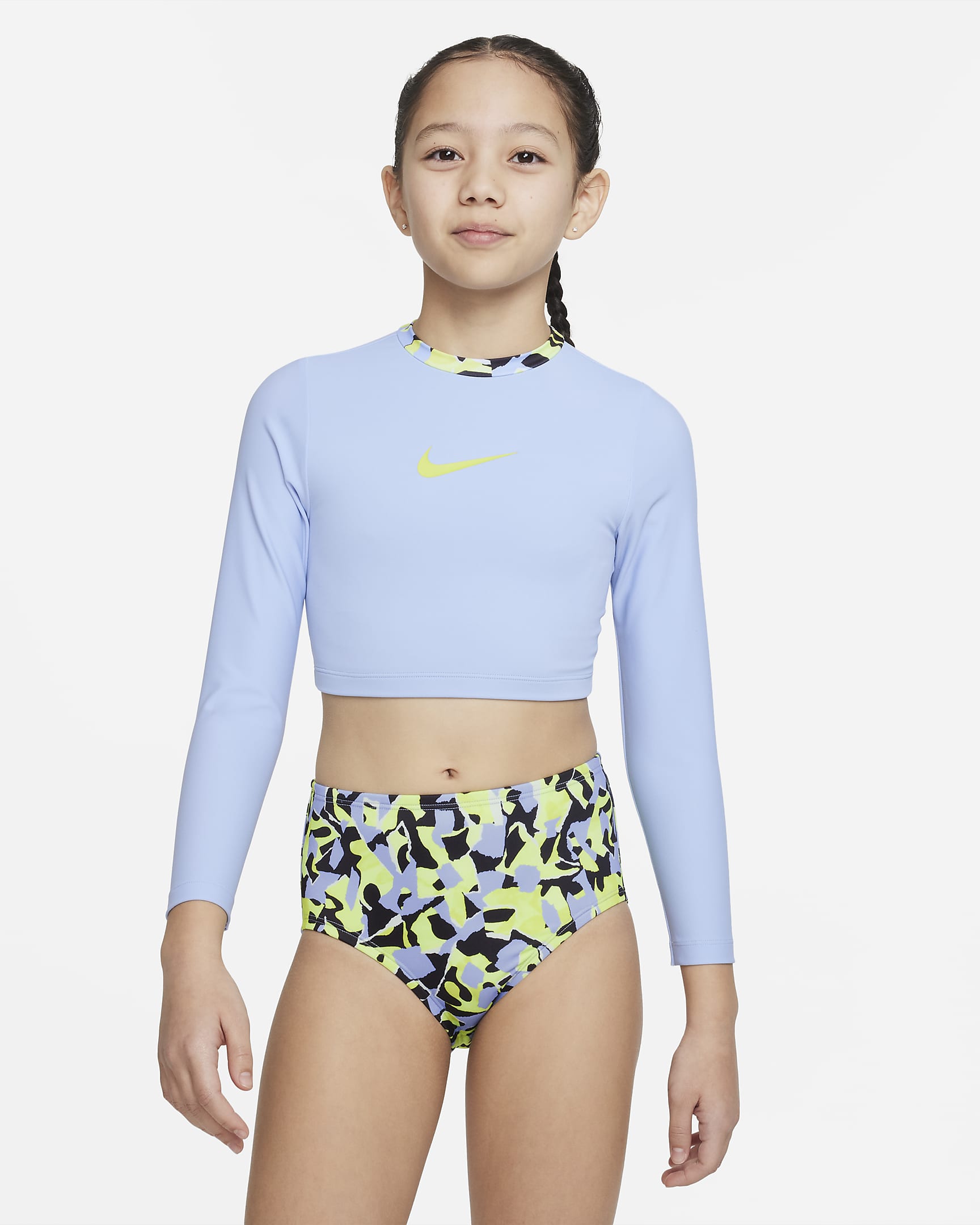 Nike Big Kids' (Girls') Long-Sleeve Crop Top and High Waist Bottom Set ...
