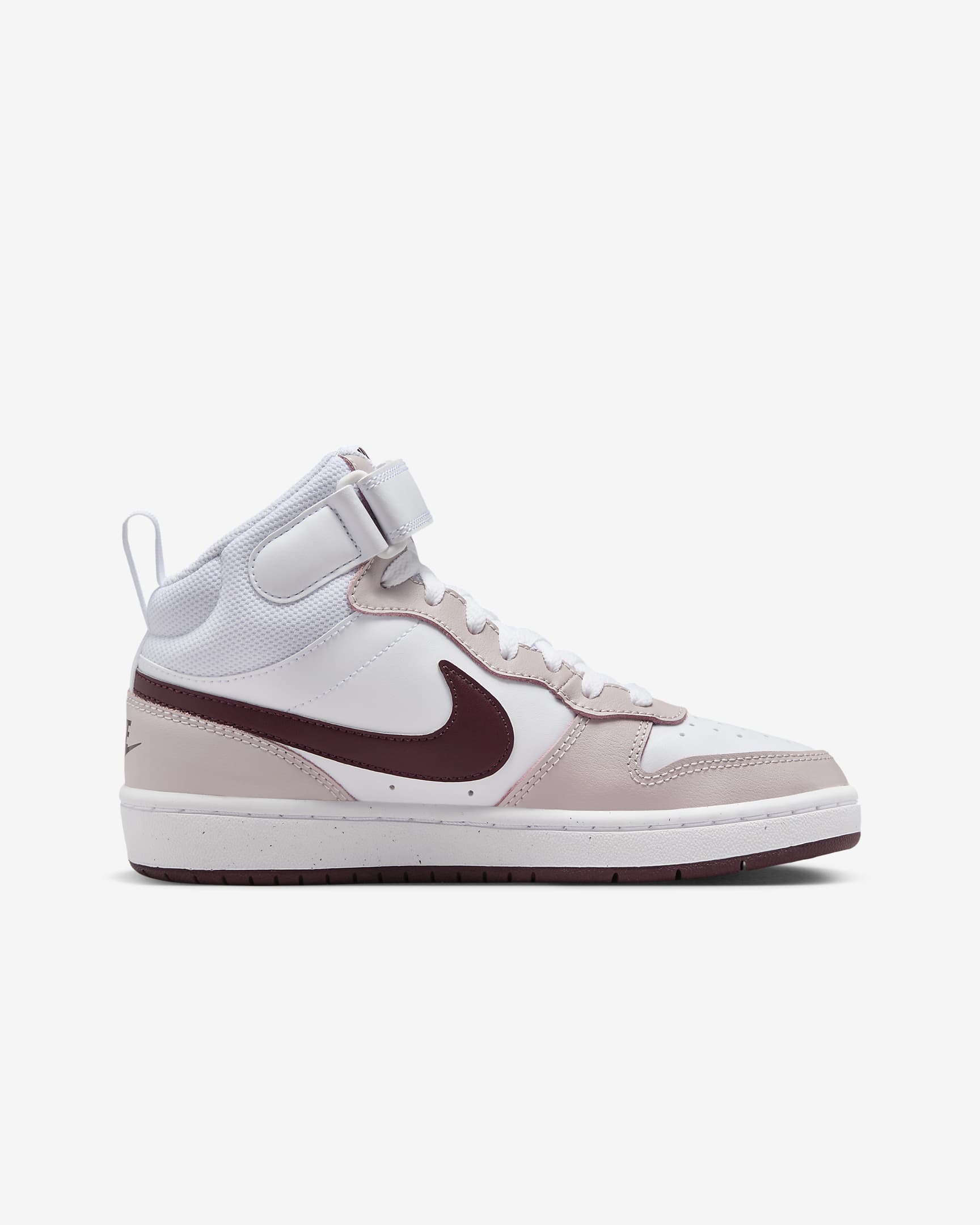 Chaussure Nike Court Borough Mid 2 pour ado - Blanc/Platinum Violet/Burgundy Crush