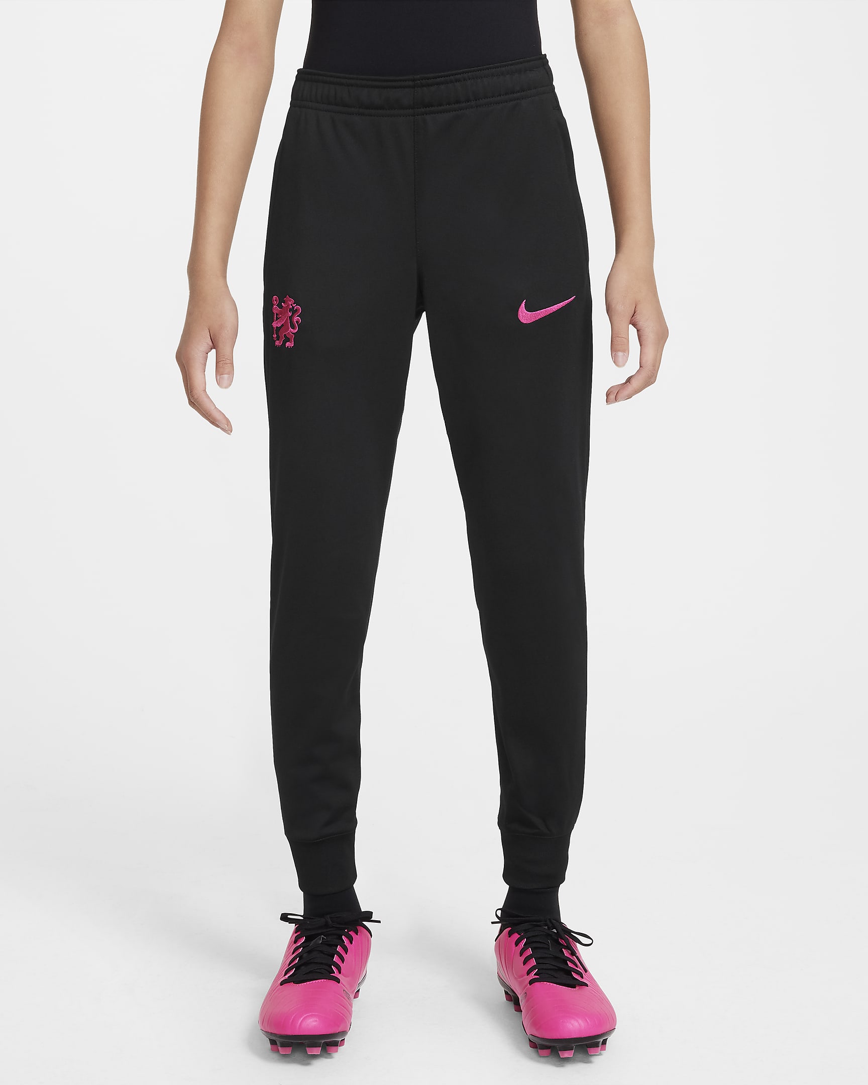 Tuta in maglia Nike Football Dri-FIT Chelsea FC Strike per ragazzo/a – Terza - Pink Prime/Nero/Nero/Nero