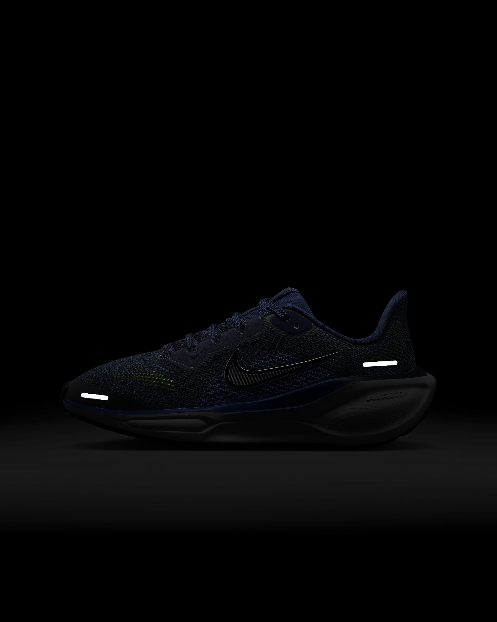 Nike Pegasus 41 Older Kids' Road Running Shoes - Midnight Navy/Black/Volt/Reflect Silver