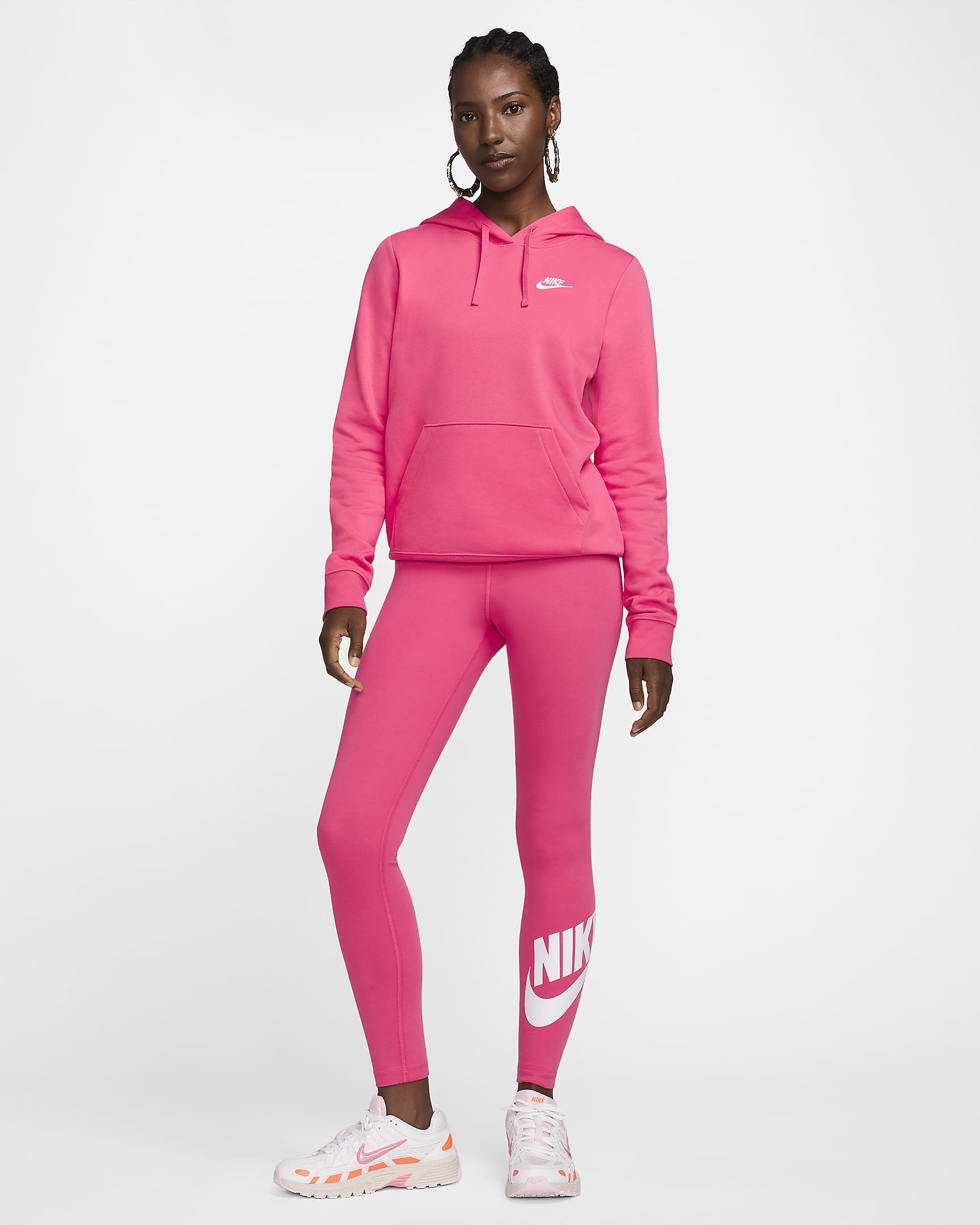 Sudadera con gorro sin cierre para mujer Nike Sportswear Club Fleece - Rosa margarita/Blanco