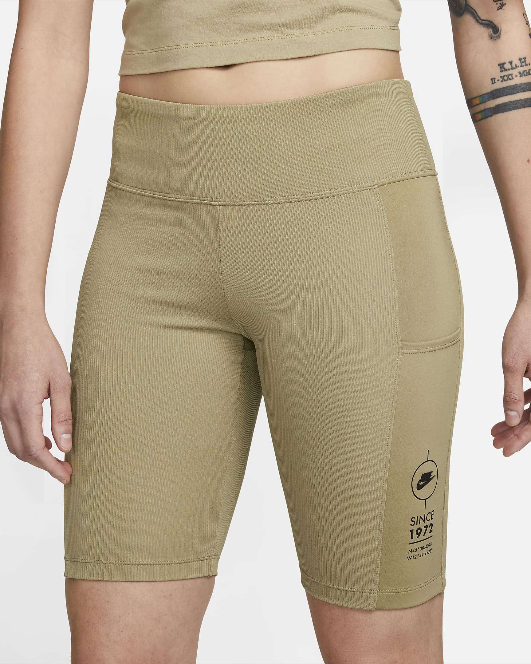 Nike Sportswear Women's MidRise Ribbed Biker Shorts. Nike IE