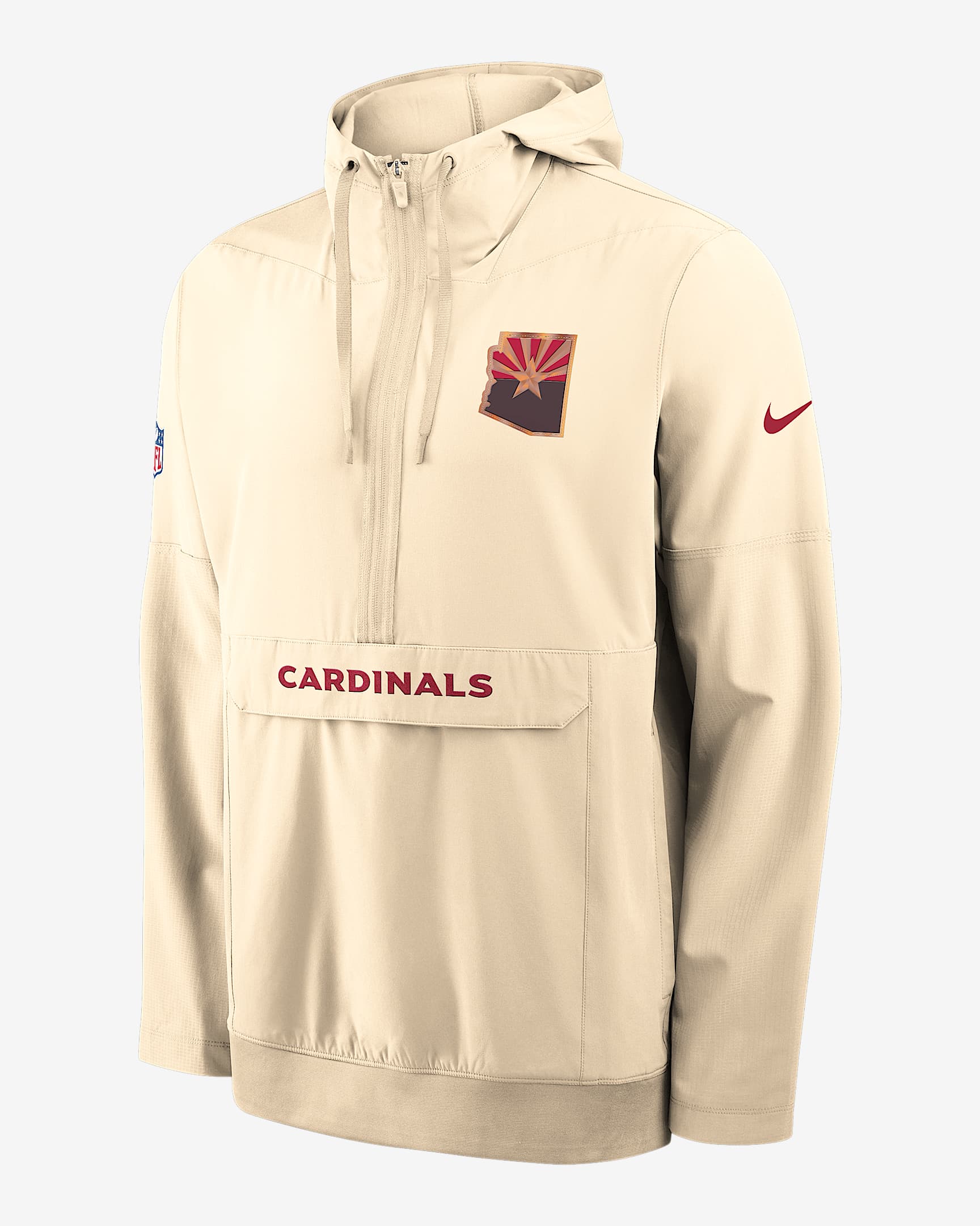 Arizona Cardinals Rivalries Collection Sideline Anorak Men's Nike NFL 1/2-Zip Hooded Jacket - Natural