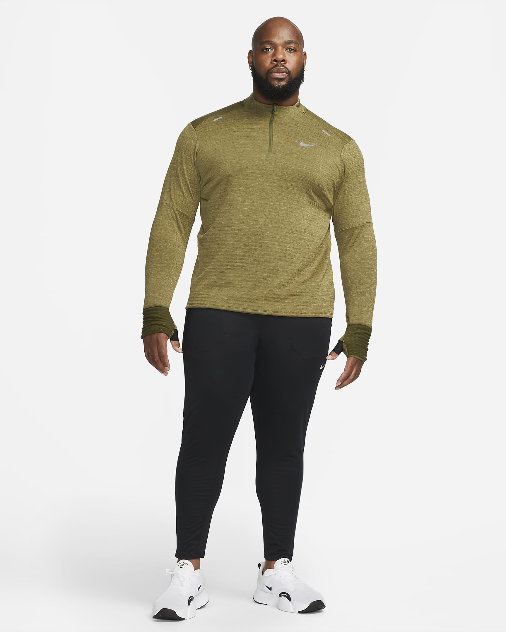 Nike Therma-FIT Repel Element Men's 1/4-Zip Running Top - Rough Green/Coriander/Heather