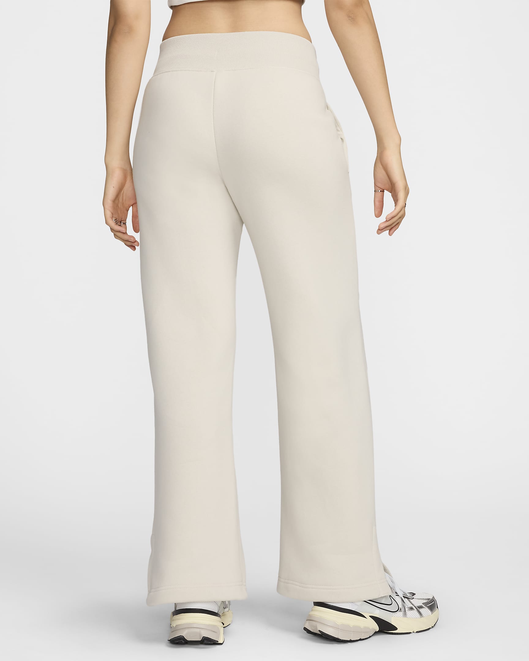 Nike Sportswear Phoenix Fleece Women's High-Waisted Wide-Leg Logo Trousers - Light Orewood Brown