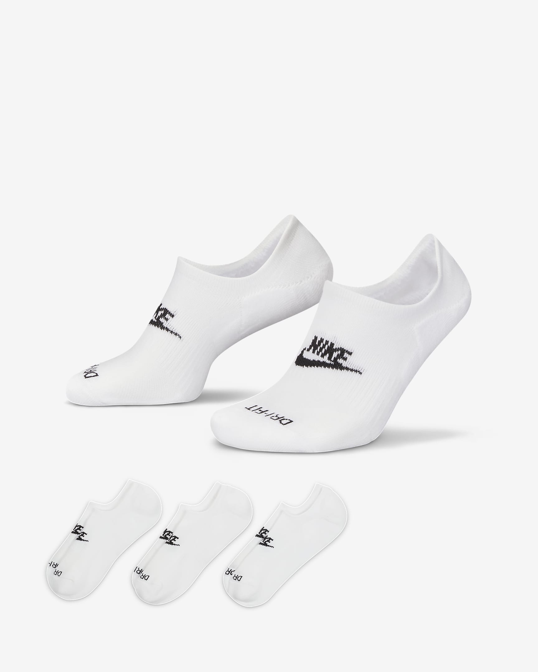 Everyday Plus Cushioned Nike Footie Calcetines - Blanco/Negro