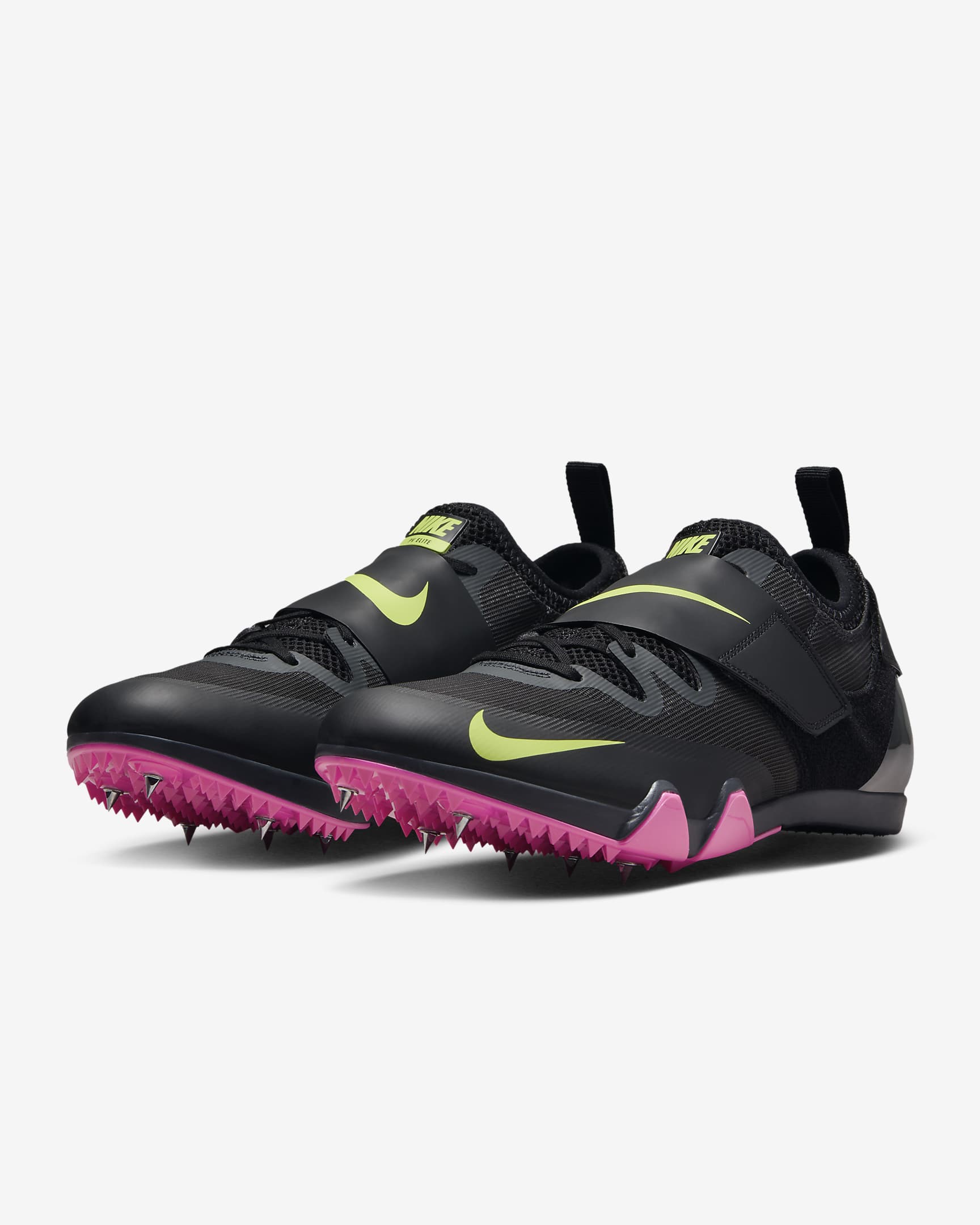 Nike Pole Vault Elite Sprung-Spike für Leichtathletik - Anthracite/Schwarz/Light Lemon Twist/Fierce Pink