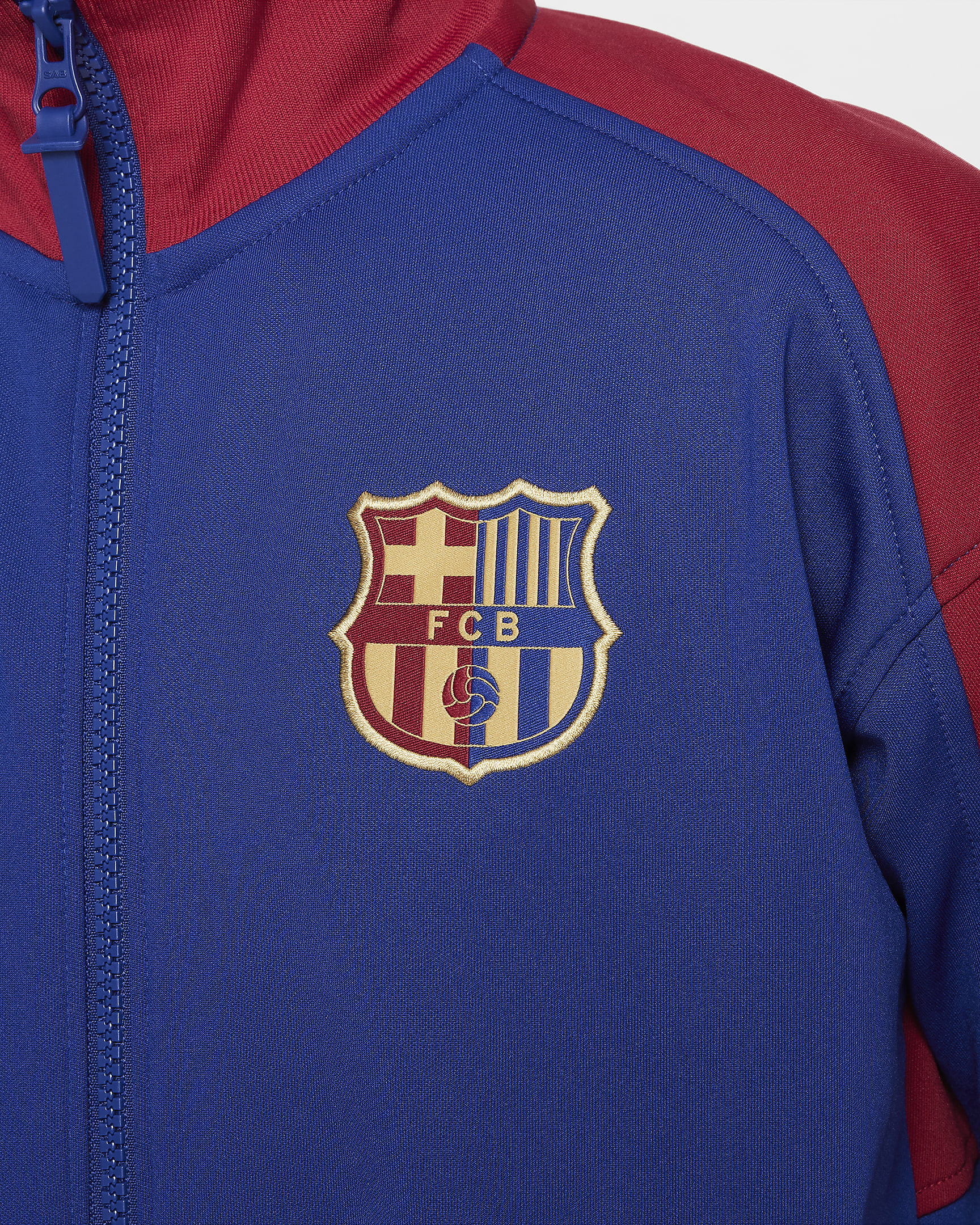 Fotbollsjacka FC Barcelona Academy Pro (hemmaställ) Nike Dri-FIT Anthem för ungdom - Deep Royal Blue/Noble Red/Club Gold