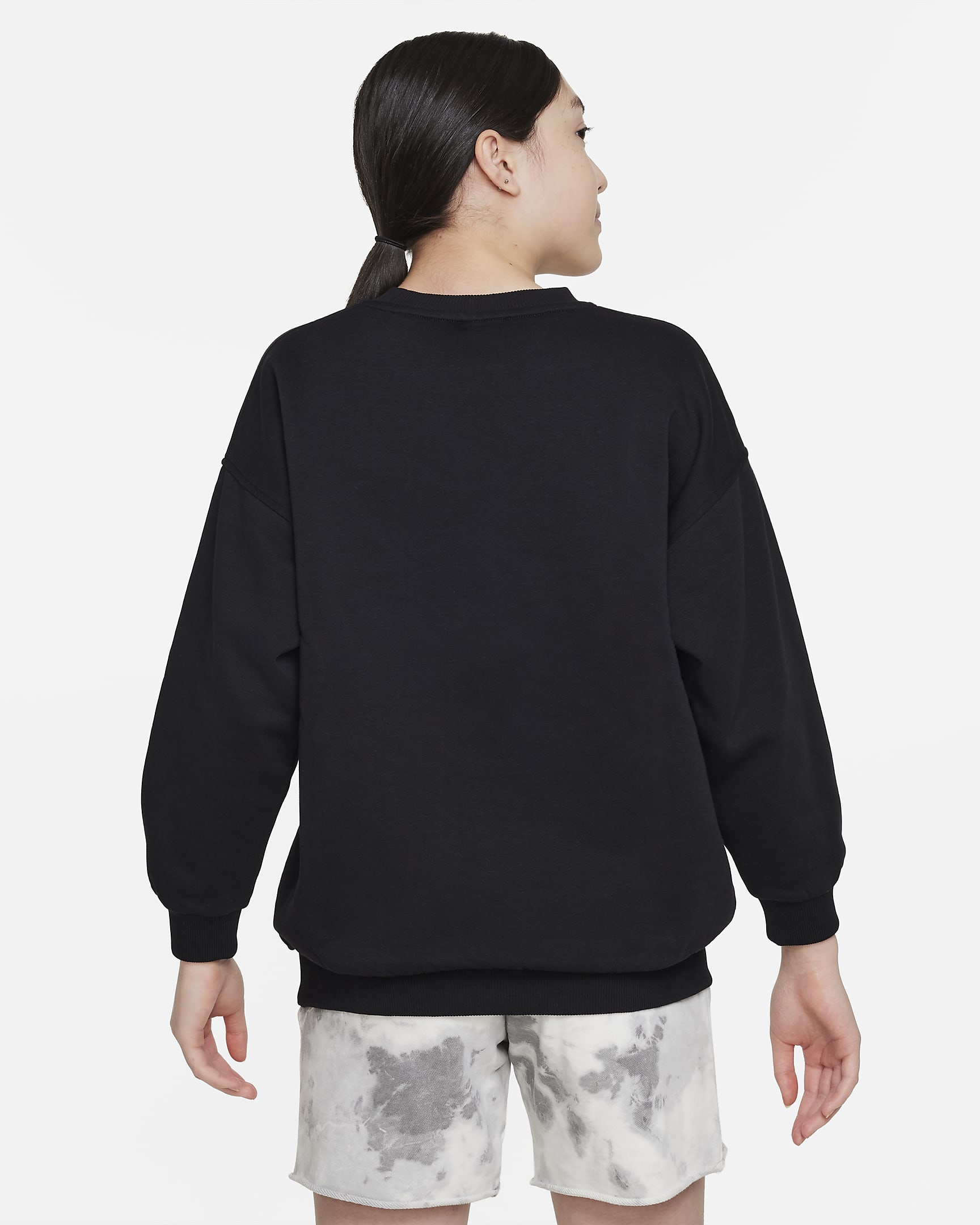 Sweatshirt folgada Nike Sportswear Club Fleece Júnior - Preto/Branco