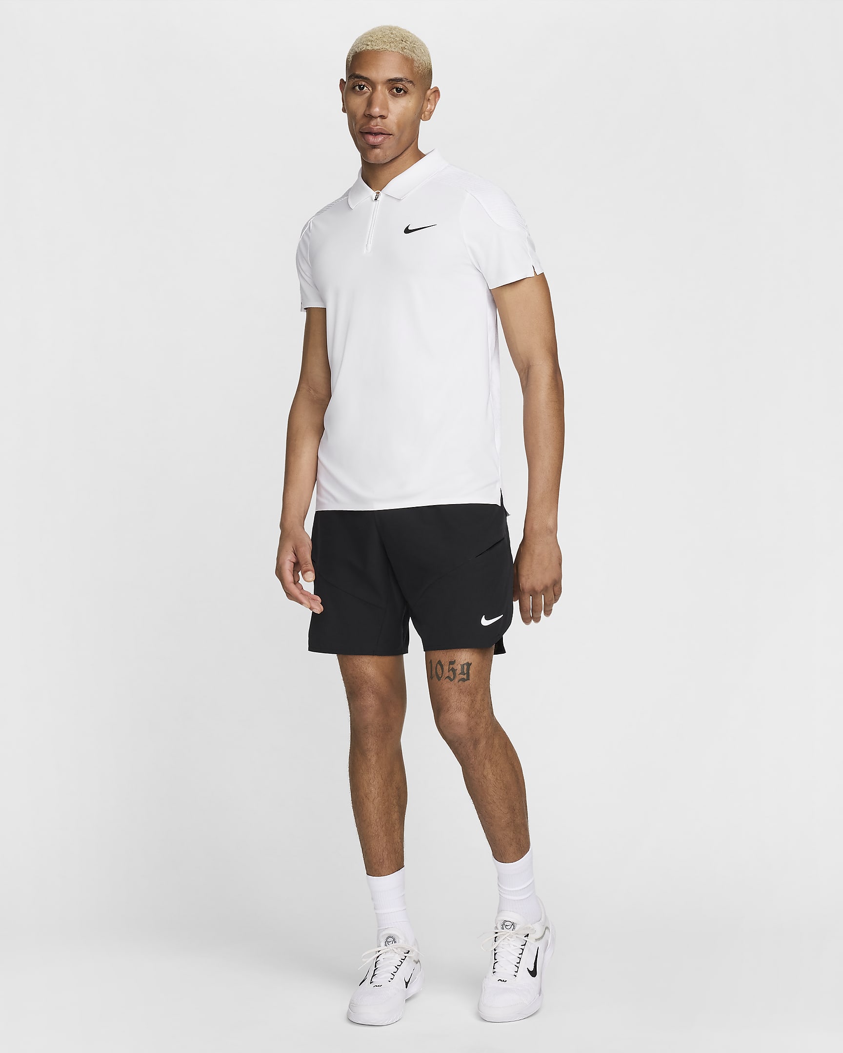 Polo de tennis Dri-FIT ADV NikeCourt Slam pour homme - Blanc/Noir