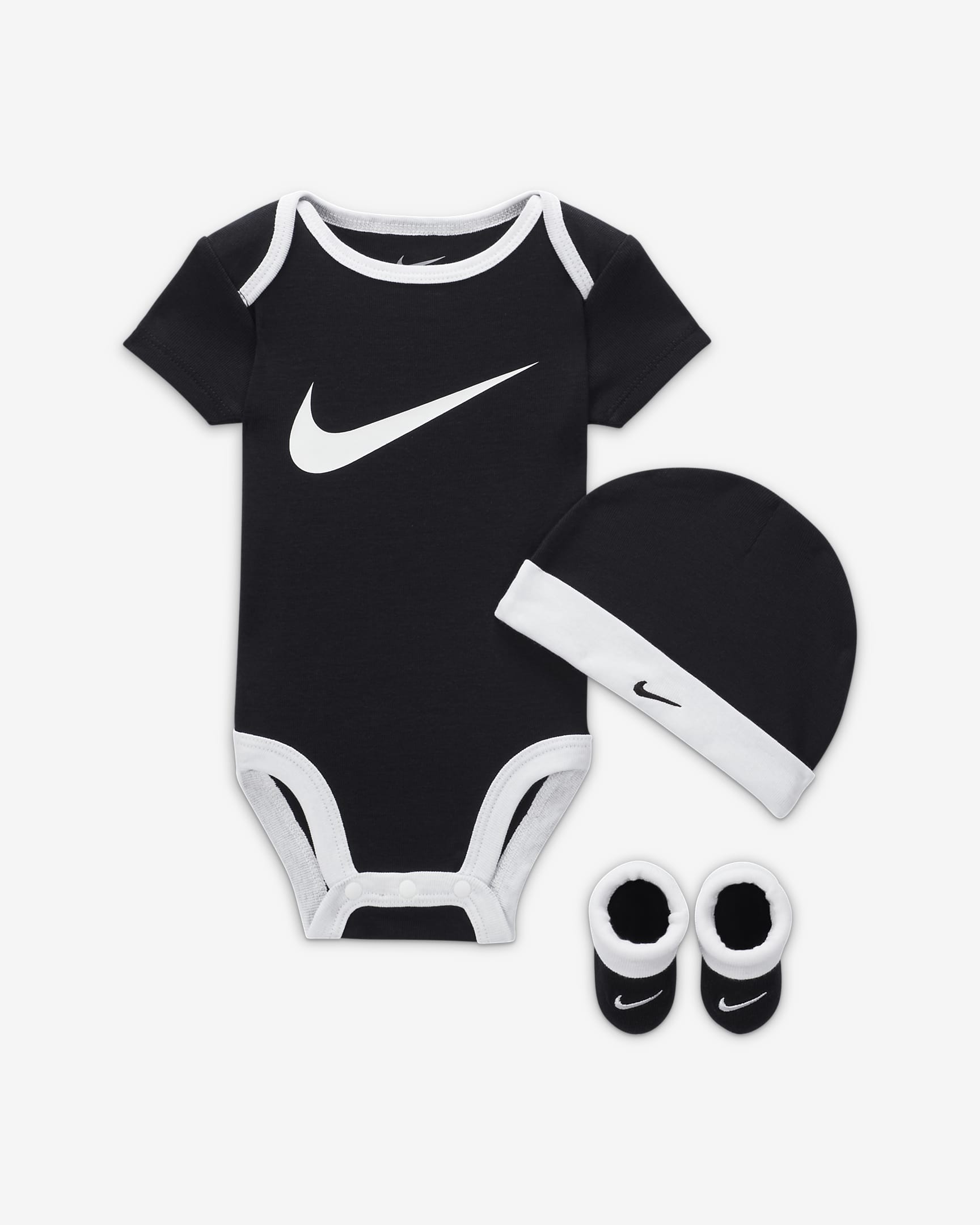 Nike Baby (0-6M) Bodysuit, Hat and Booties Box Set - White