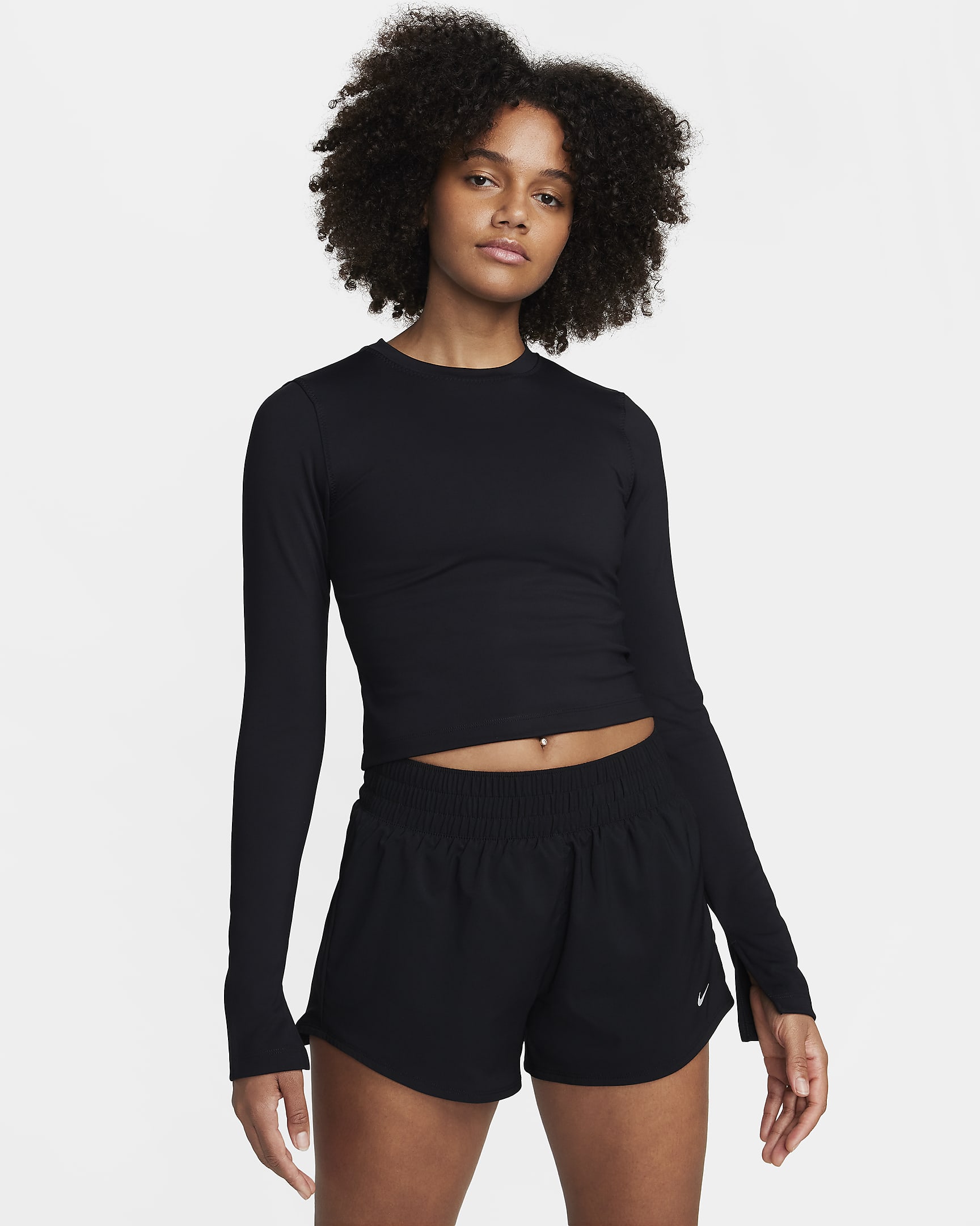 Nike One Fitted Women's Dri-FIT Long-Sleeve Top - Black/Black/Black