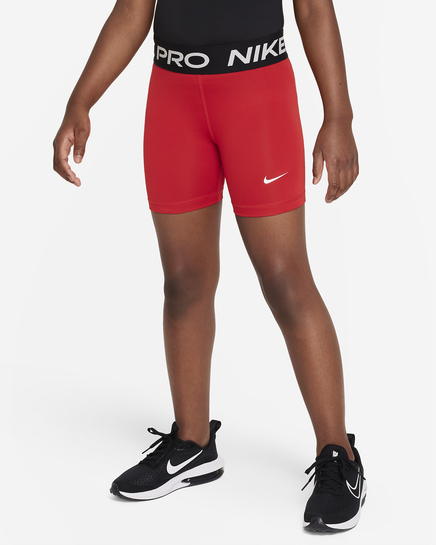 Nike Pro Big Kids' (Girls') Dri-FIT 5" Shorts - University Red/White