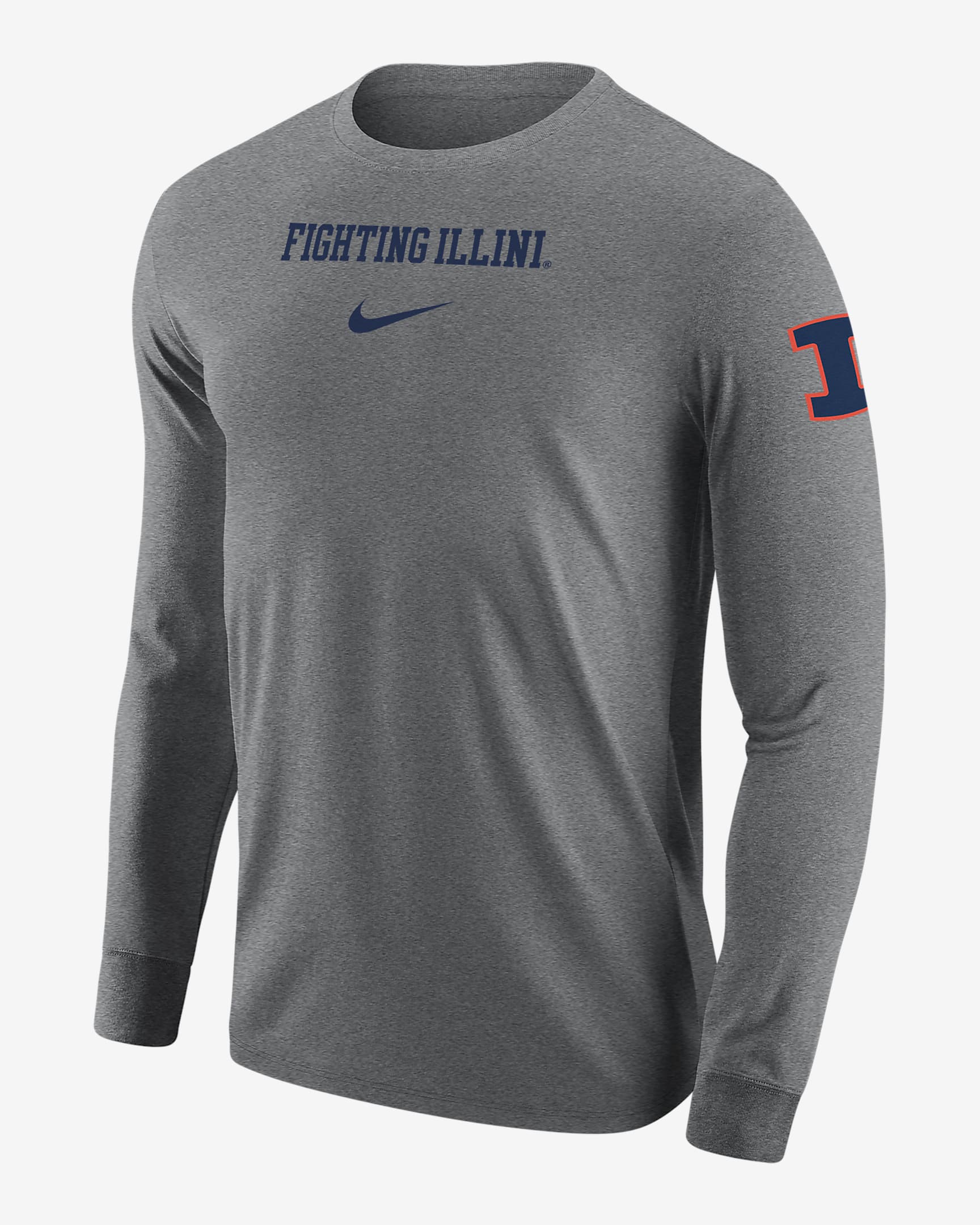 Illinois Men's Nike College Long-Sleeve T-Shirt - Dark Grey Heather