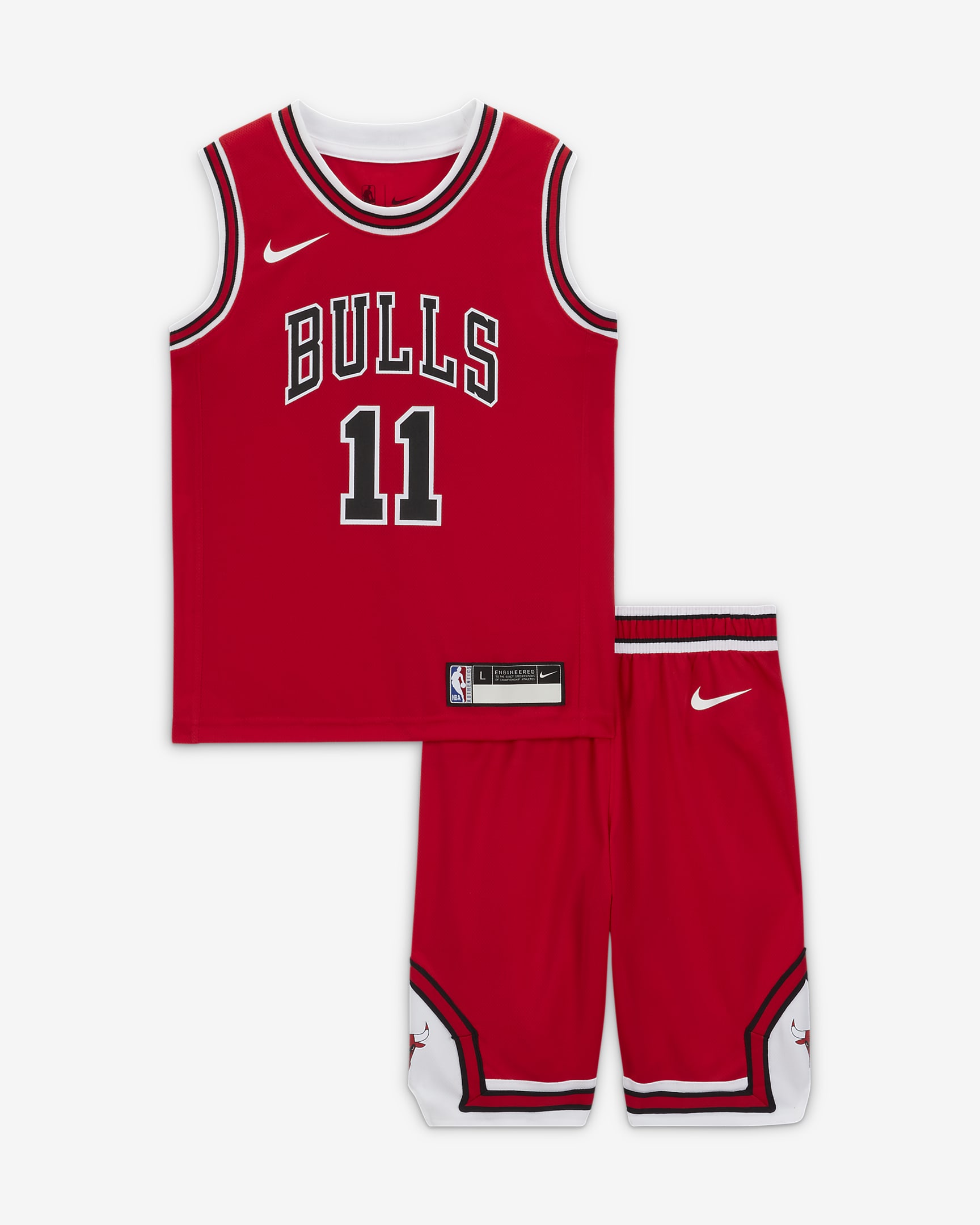 Zestaw koszulka i spodenki w pudełku dla dużych dzieci (chłopców) Nike NBA DeMar DeRozan Chicago Bulls Icon Edition - University Red