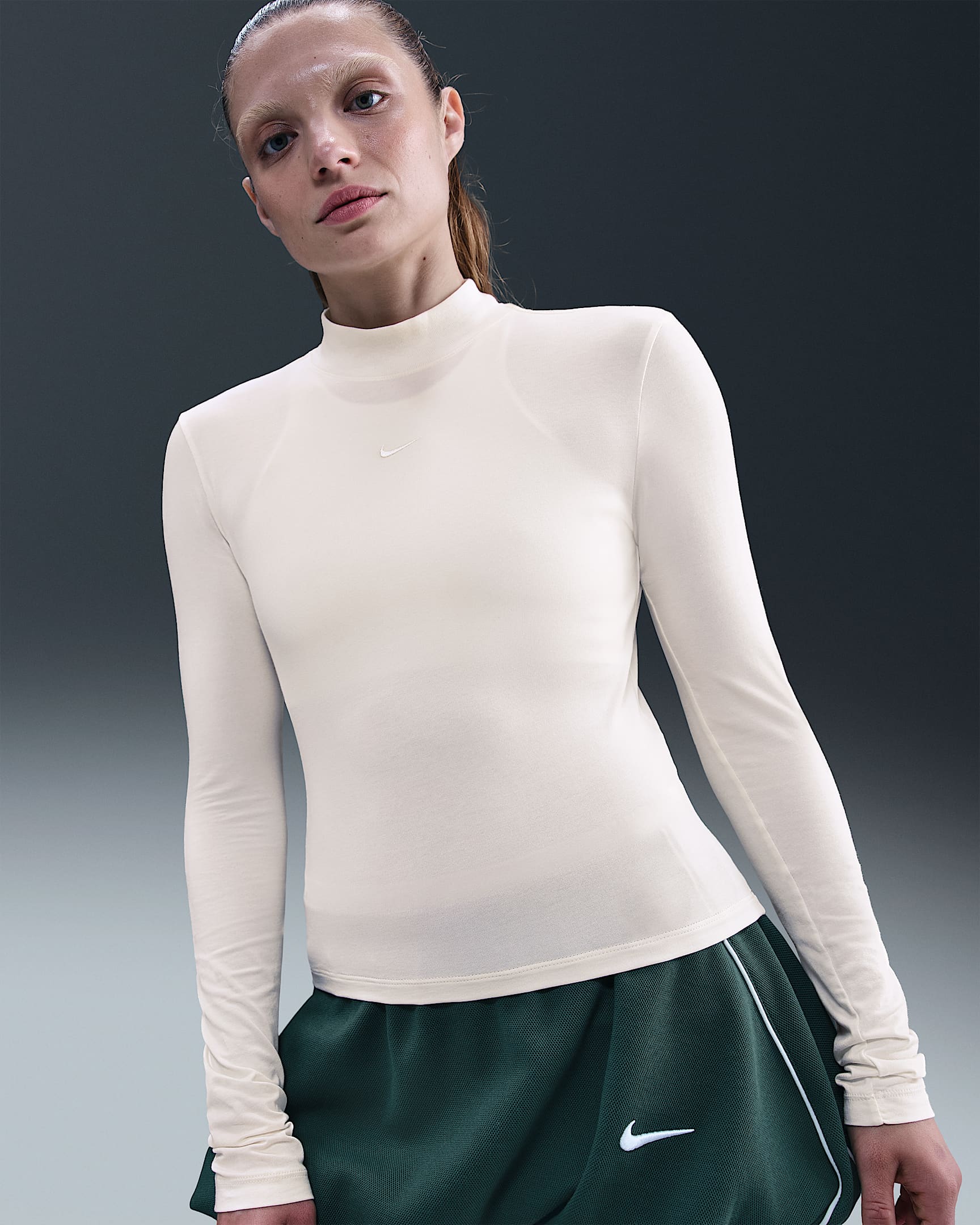 Nike Sportswear Chill Knit Women's Slim Long-Sleeve Mock-Neck T-Shirt - Pale Ivory