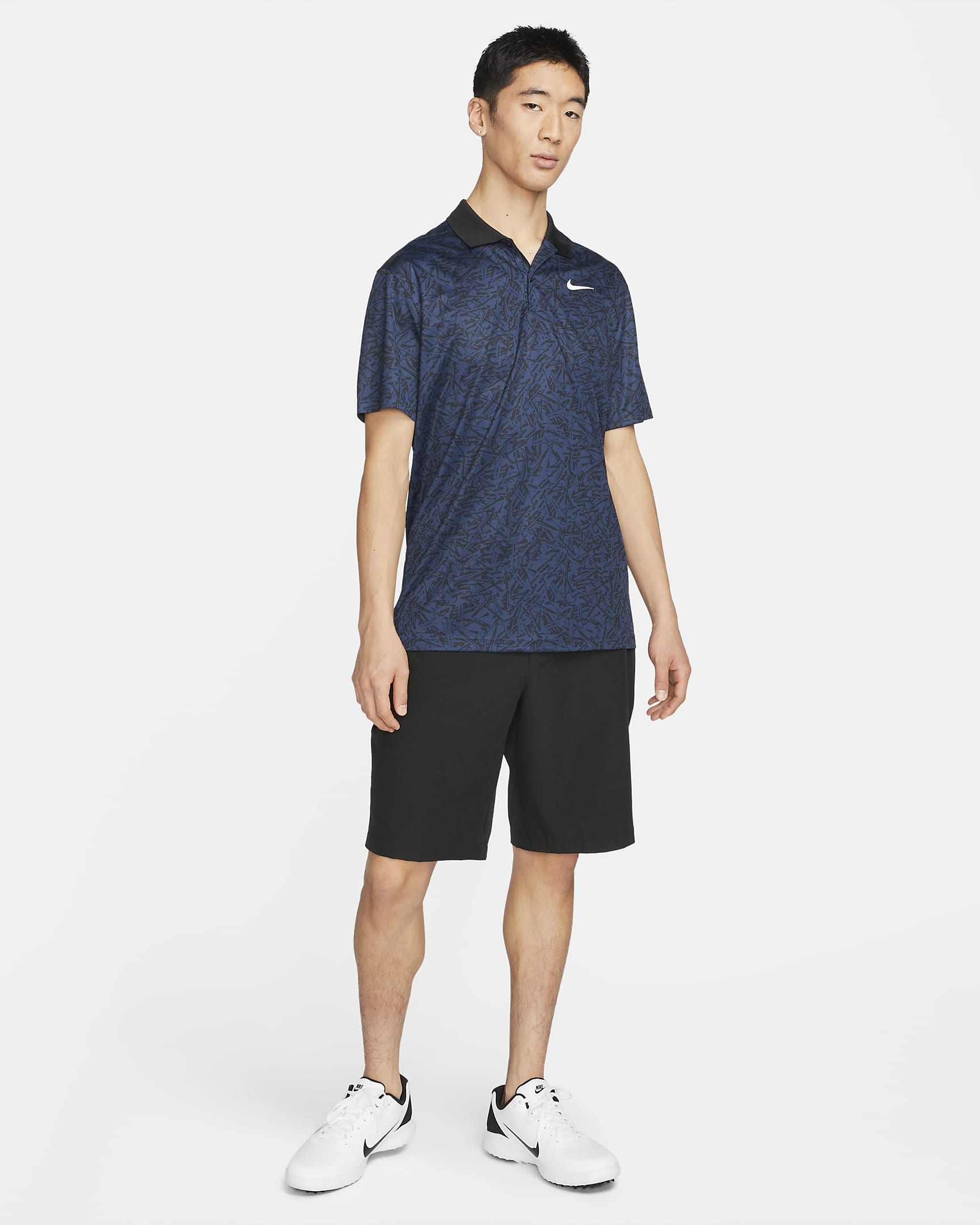 Nike Dri-FIT Victory+ Men's All-over Print Golf Polo - Midnight Navy/Black/White