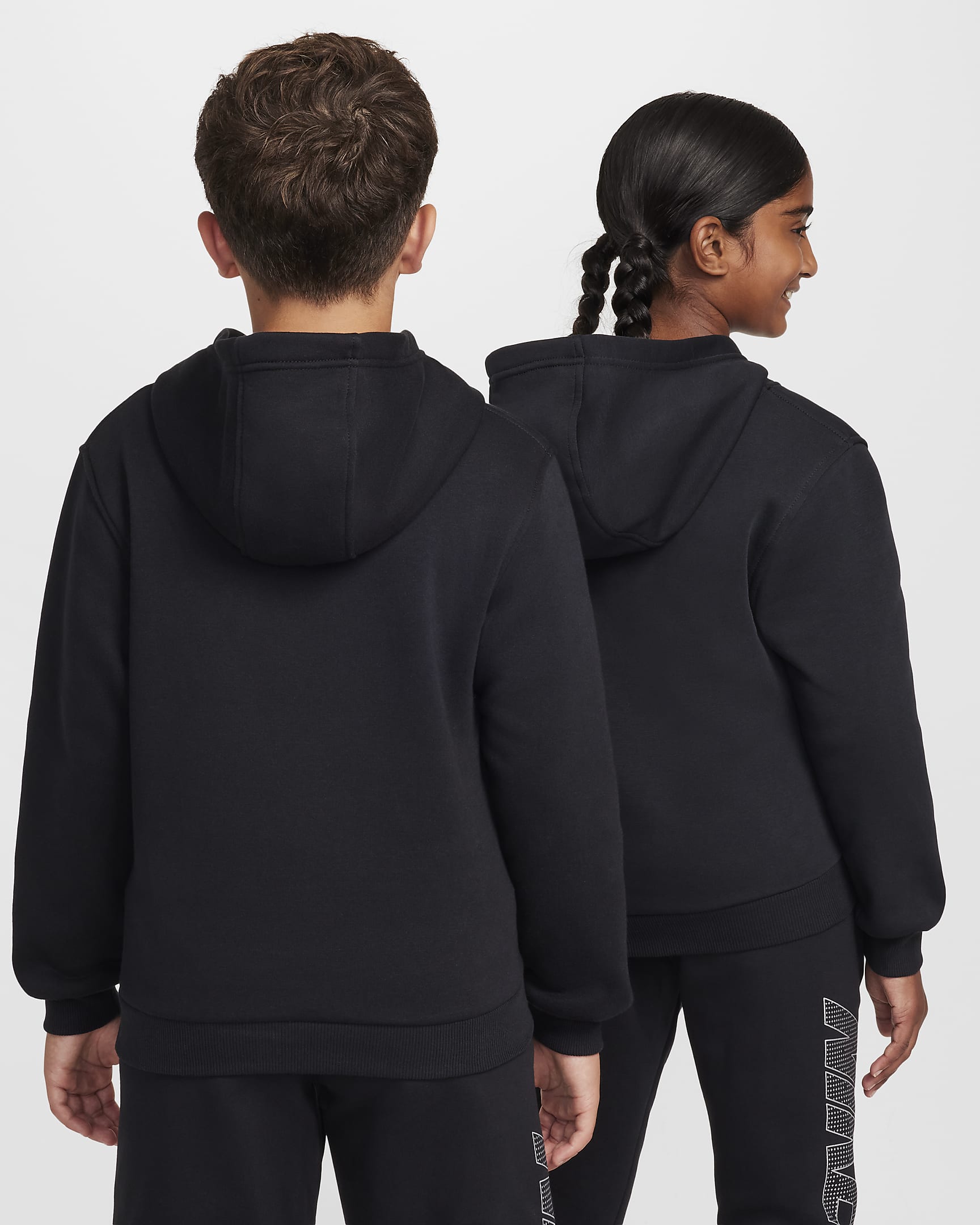 Nike Sportswear Club Fleece Big Kids' Pullover Hoodie - Black/Metallic Silver