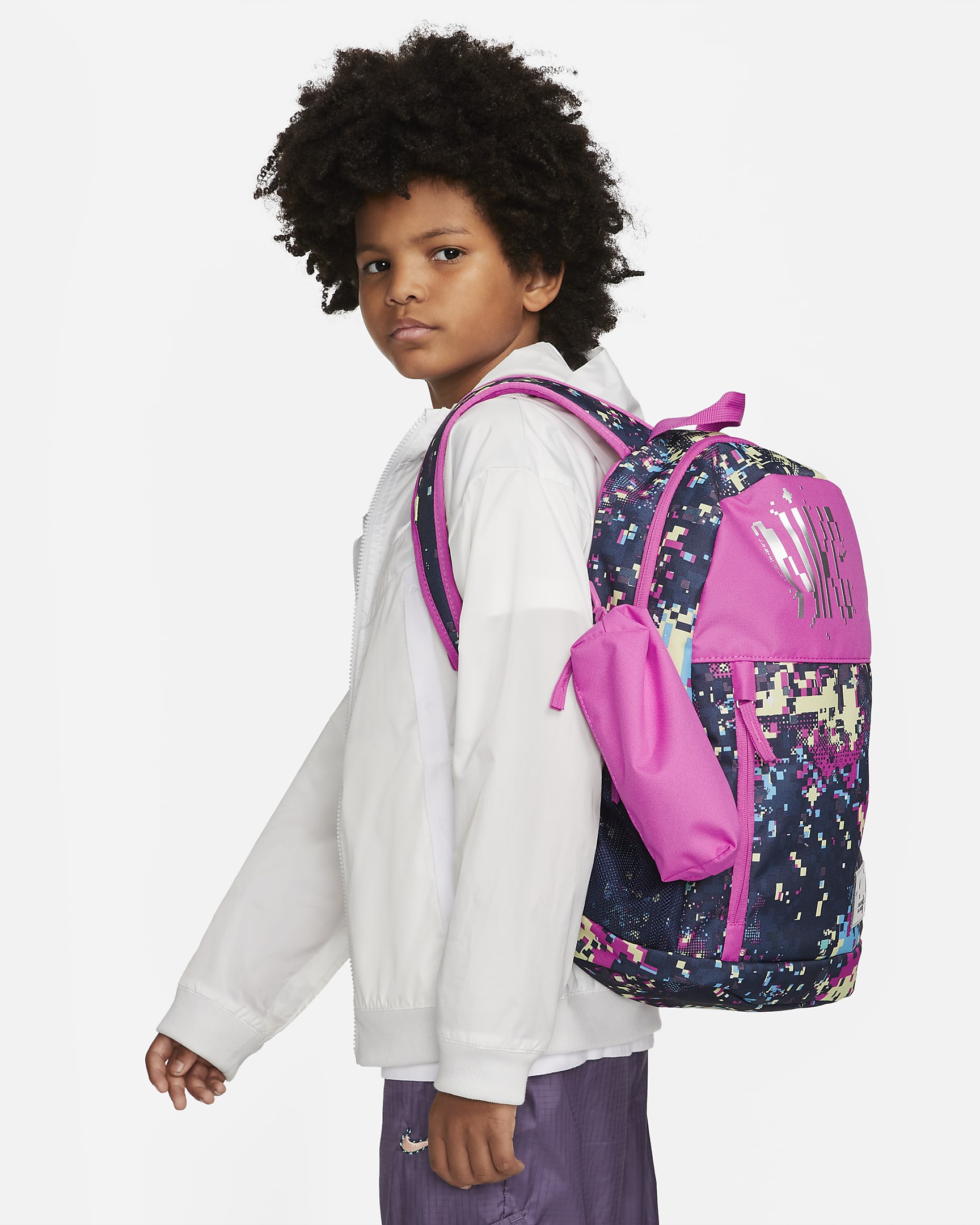 Nike Kids' Printed Backpack (20L) - Active Fuchsia/Active Fuchsia/Metallic Silver