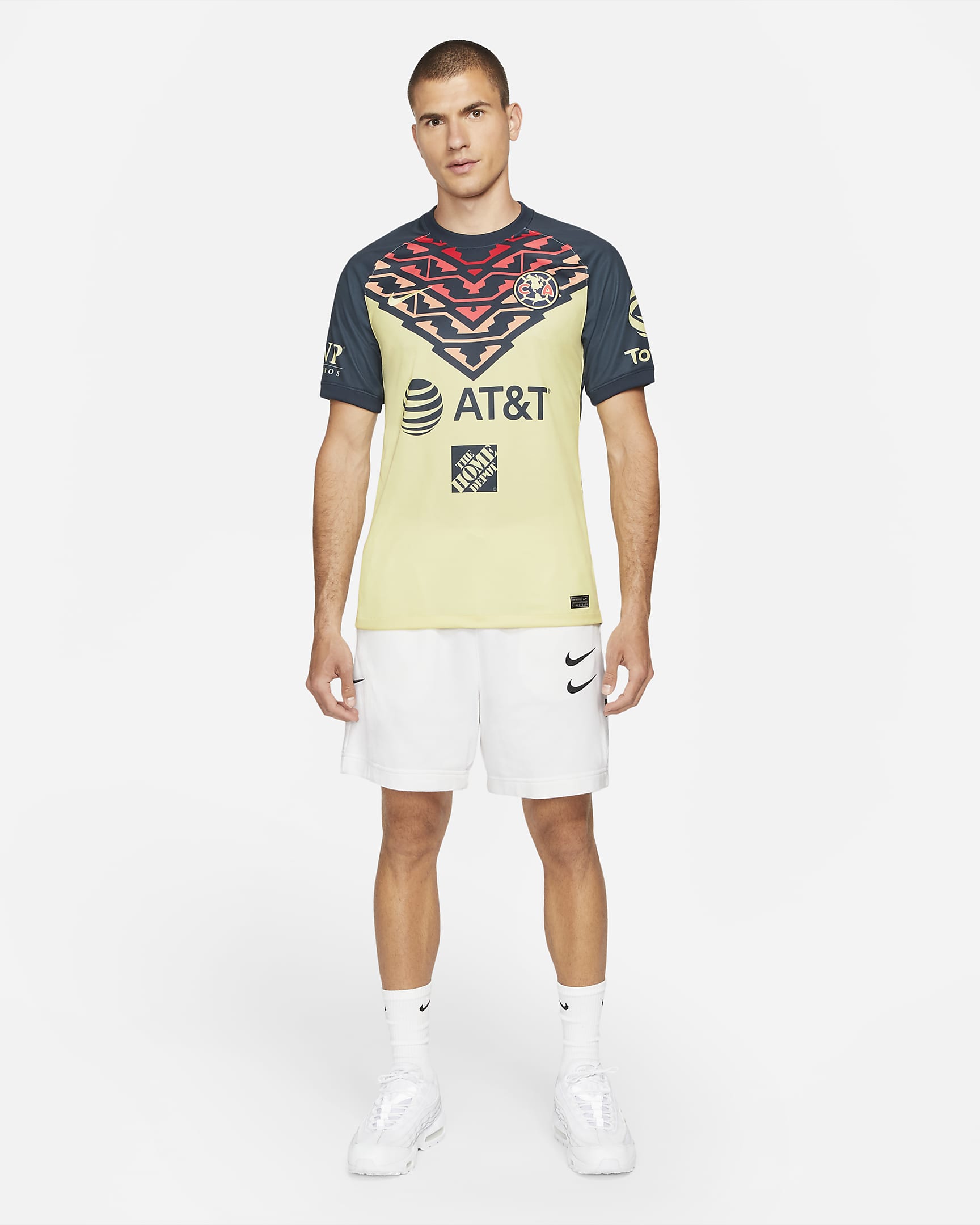 Club América 2021/22 Stadium Home Herren-Fußballtrikot - Lemon Chiffon/Armory Navy/Lemon Chiffon