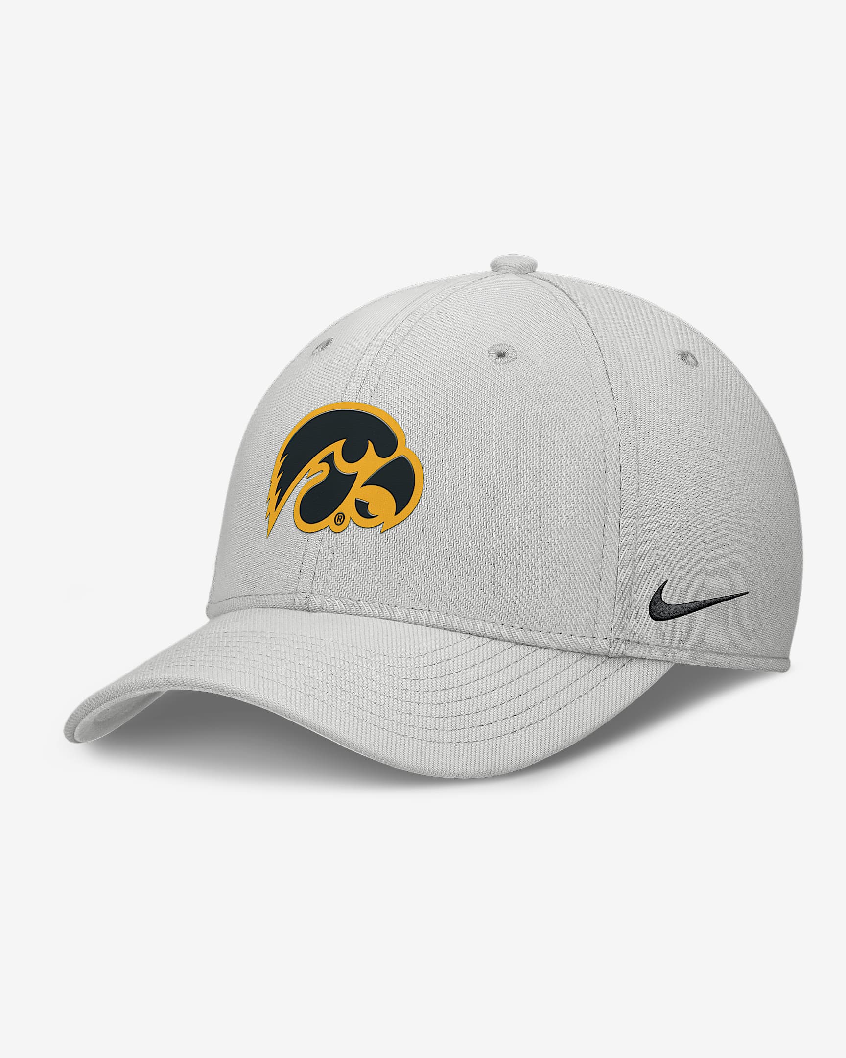 Gorra universitaria Nike Dri-FIT para hombre Iowa Rise Practice Swoosh - Gris