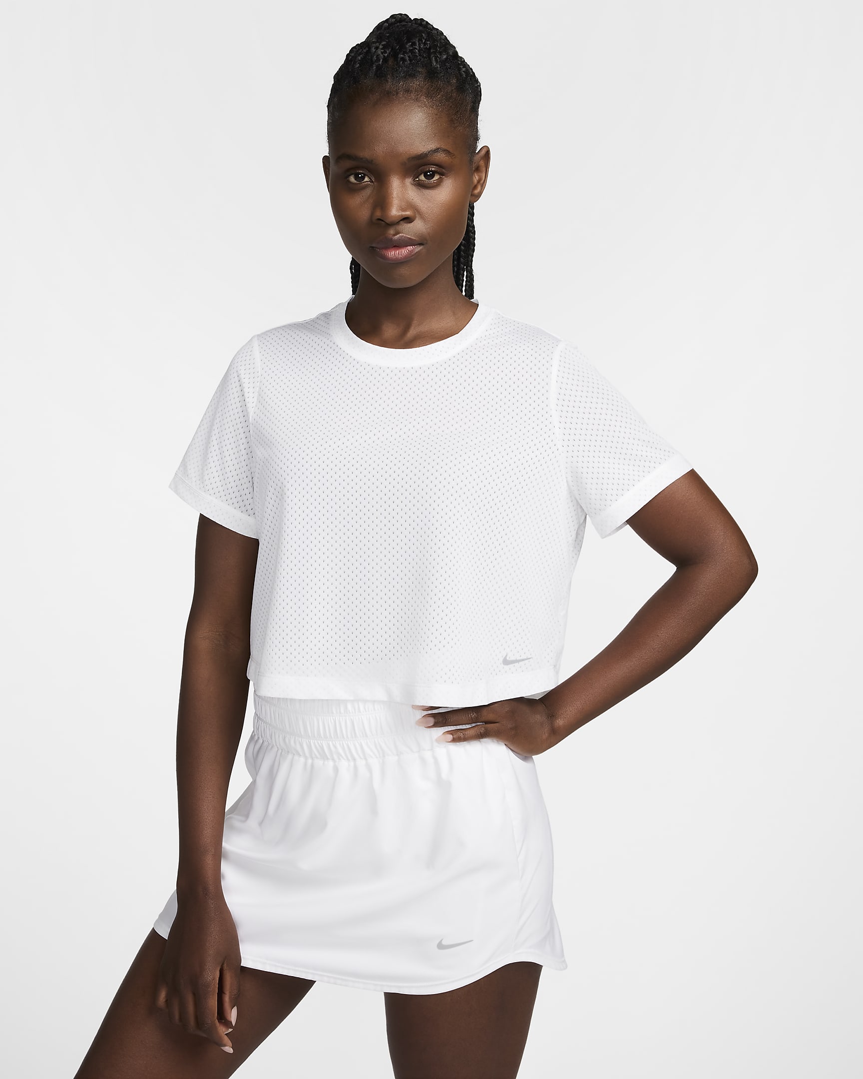 Haut à manches courtes Dri-FIT Nike One Classic Breathe pour femme - Blanc/Noir