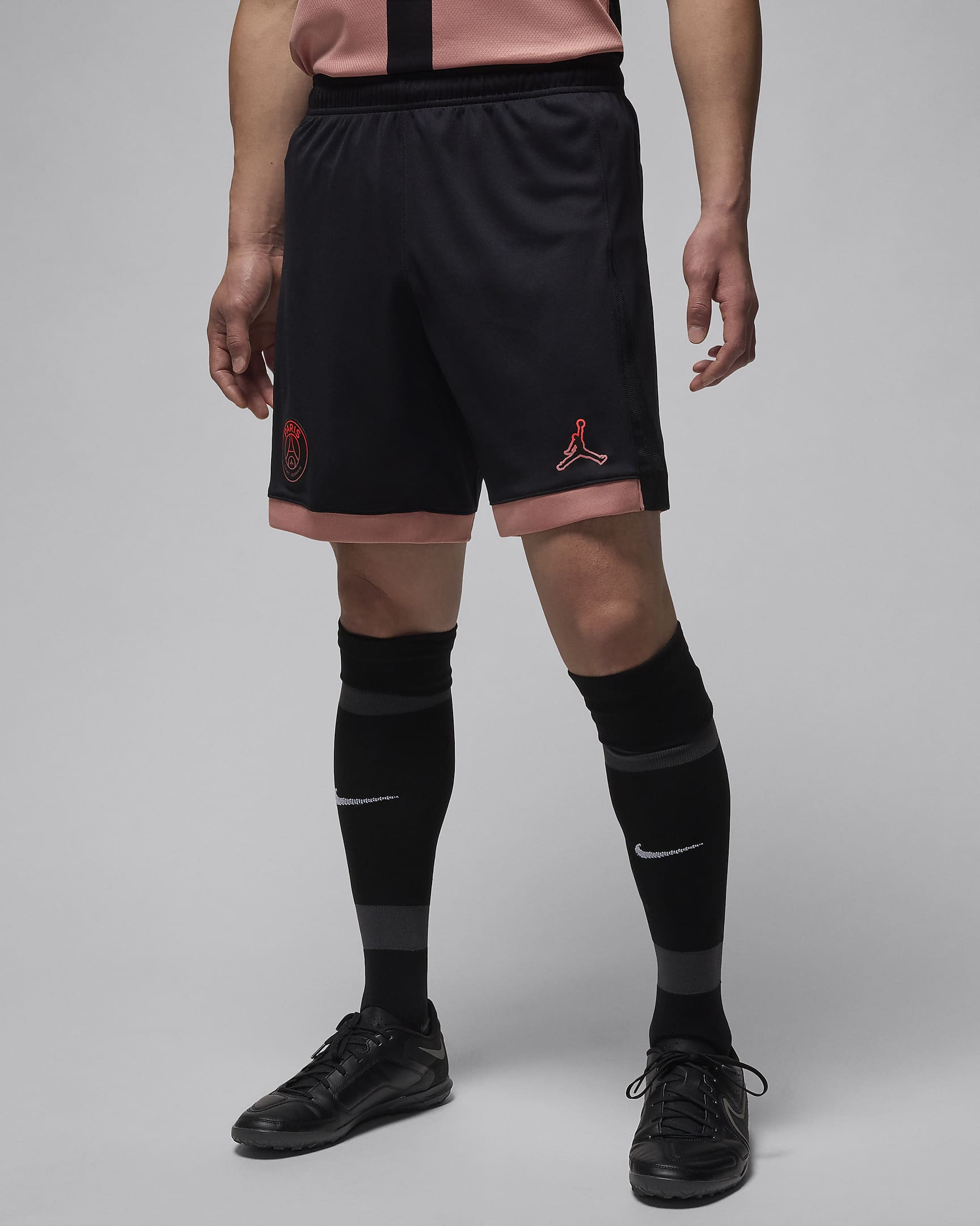 3e short de foot Replica Jordan Dri-FIT Paris Saint-Germain 2024/2025 Stadium pour homme - Noir/Rust Pink/Rust Pink