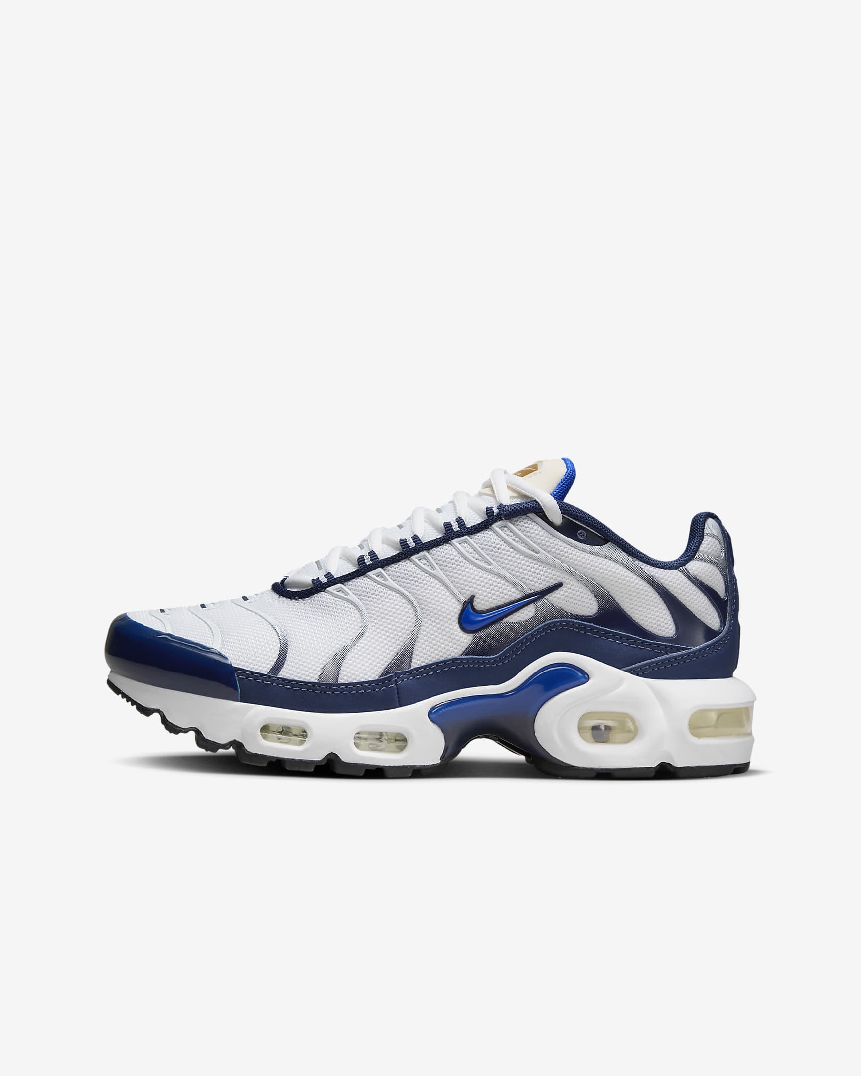 Nike Air Max Plus sko til store barn - Hvit/Midnight Navy/Bronzine/Hyper Royal