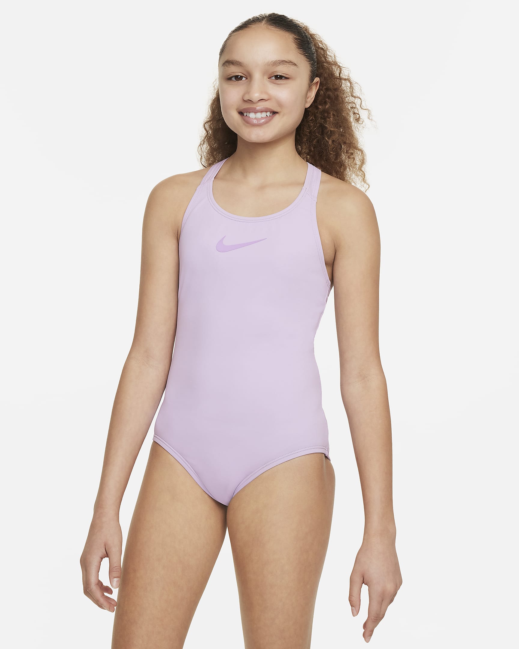 Traje de baño de una sola pieza con espalda deportiva para niña talla grande Nike Essential - Flor de lila