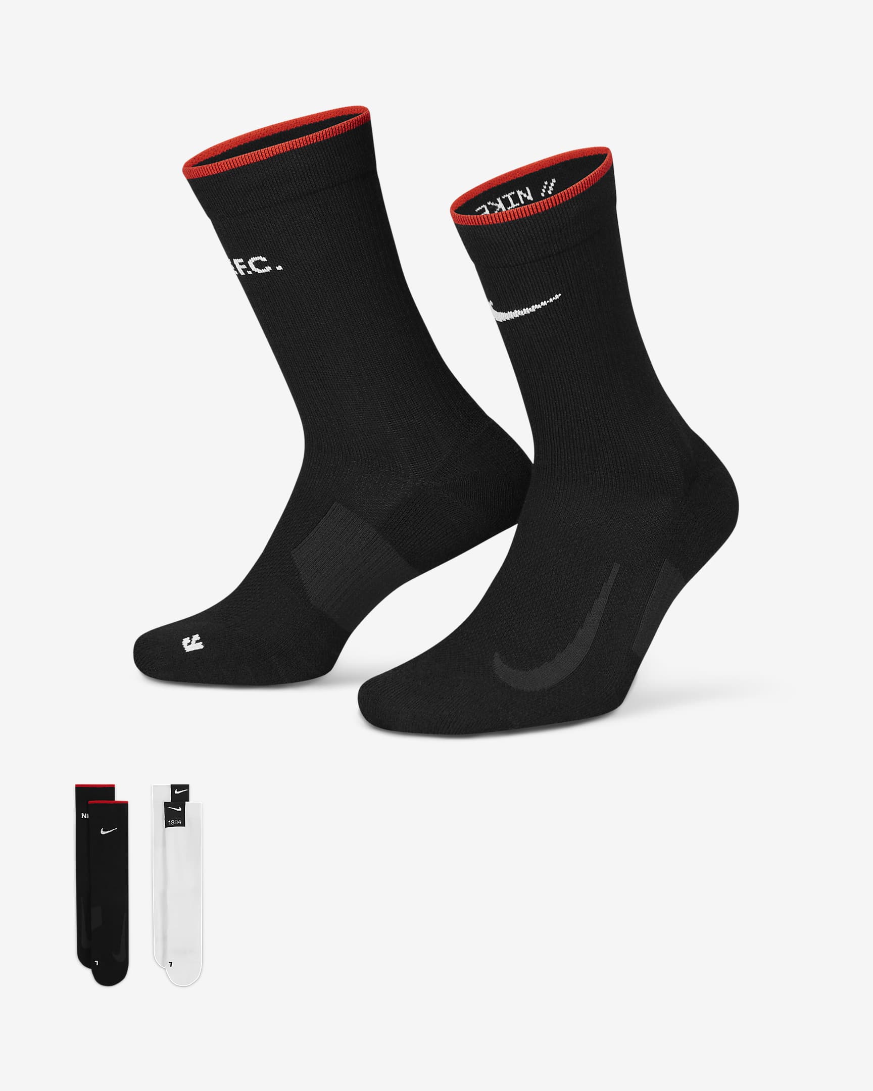 Calcetines deportivos de fútbol soccer Nike F.C. Multiplier (dos pares) - Multicolor