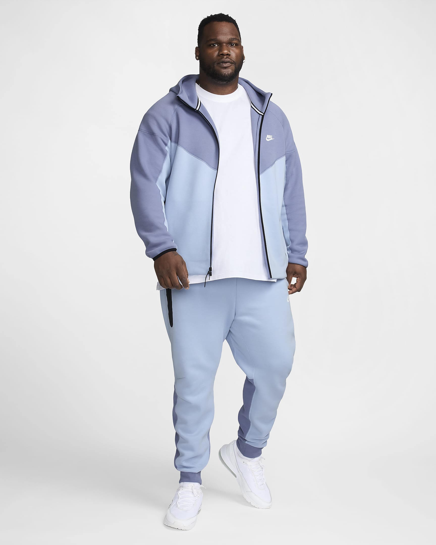 Hoodie com fecho completo Nike Sportswear Tech Fleece Windrunner para homem - Azul Armony claro/Ashen Slate/Branco