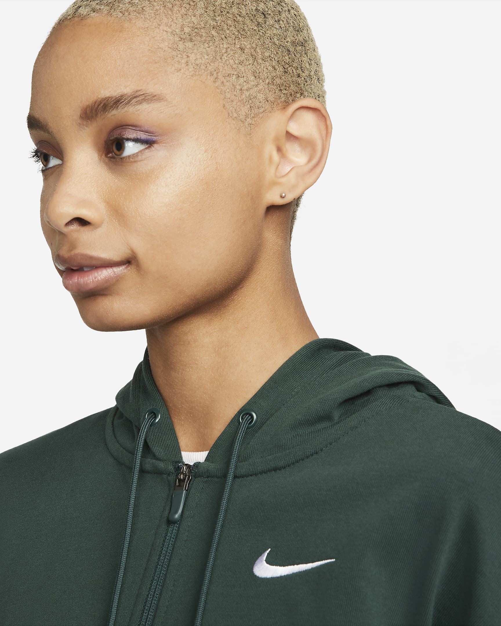 Nike Sportswear Women's Oversized Jersey Full-Zip Hoodie - Pro Green/White