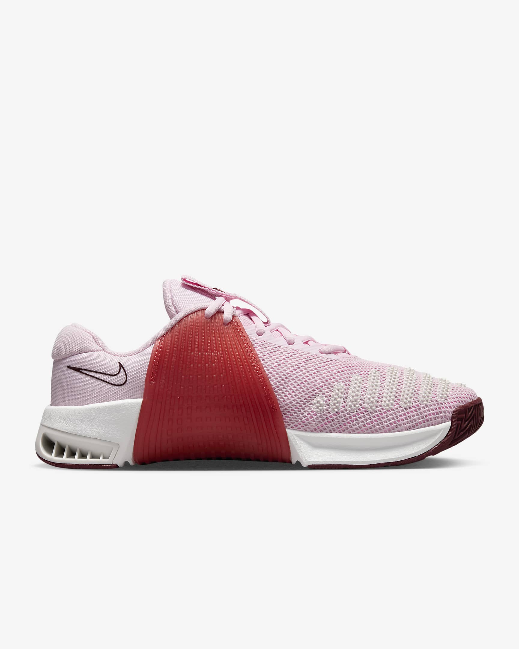 Sapatilhas de treino Nike Metcon 9 para mulher - Rosa Foam/Platinum Tint/Adobe/Vermelho Team escuro