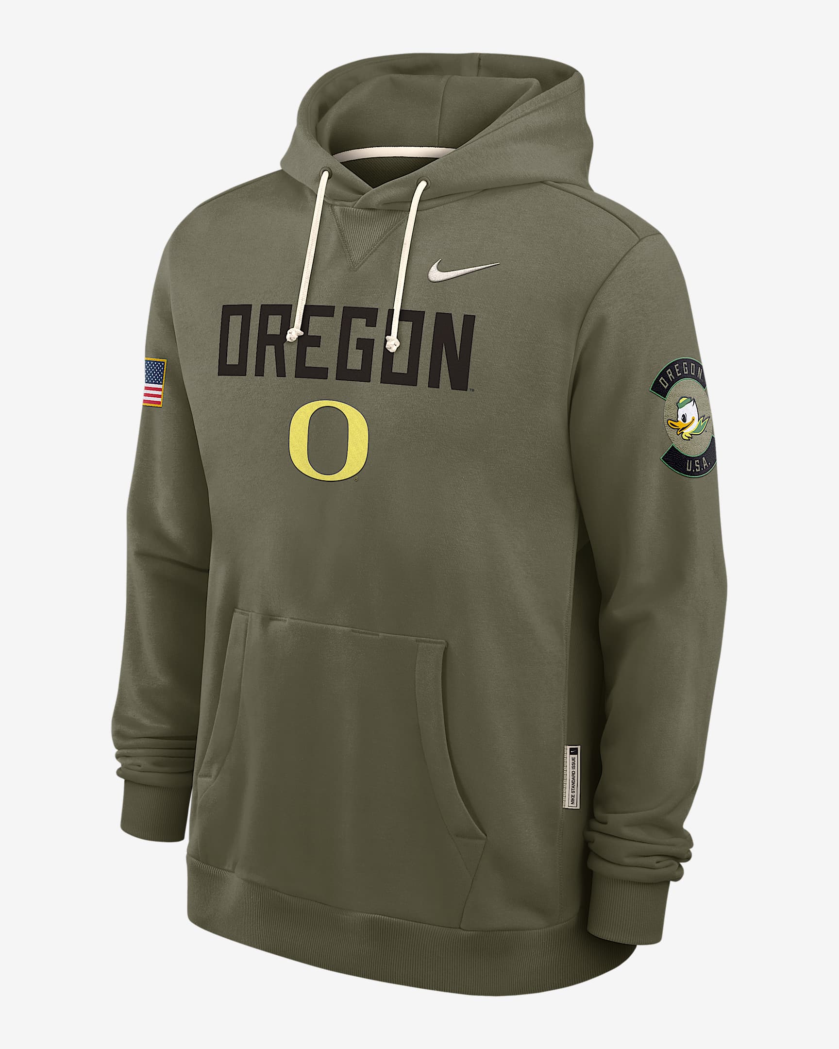 Oregon 2025 Military Appreciation Men's Nike Dri-FIT College Pullover Hoodie - Olive