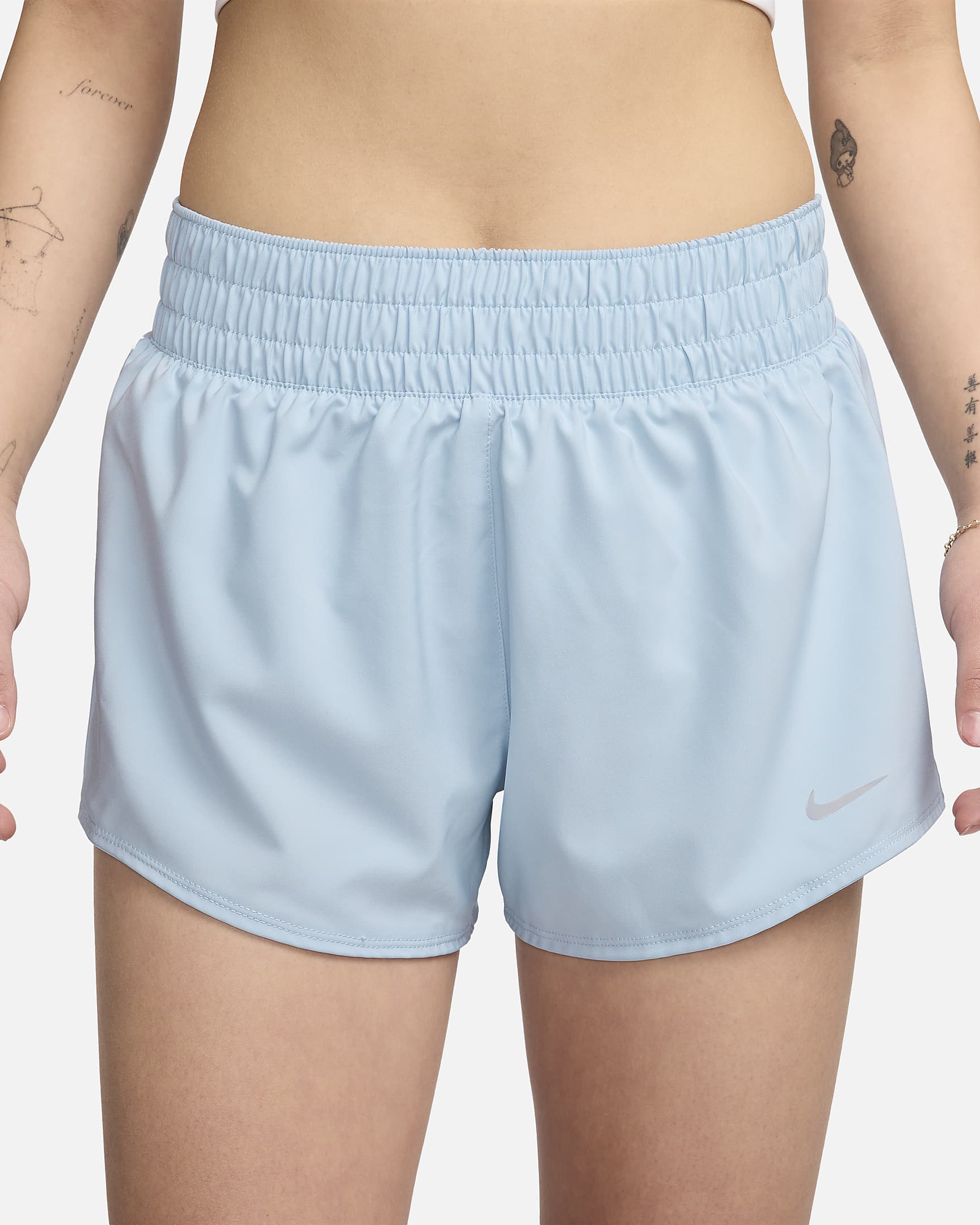 Nike Dri-FIT One Women's Mid-rise 8cm (approx.) Brief-Lined Shorts - Light Armoury Blue