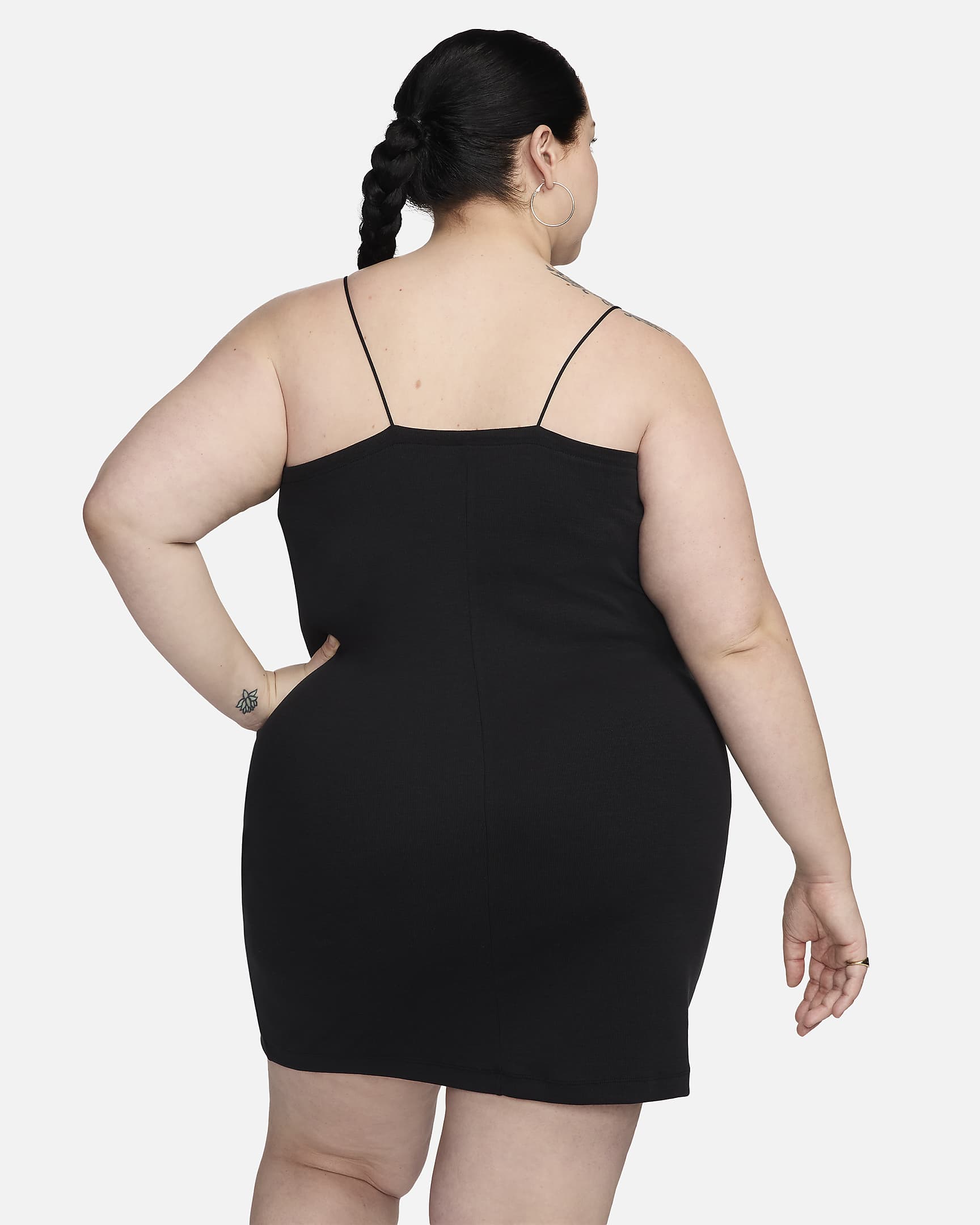 Nike Sportswear Chill Knit Women's Tight Mini-Rib Cami Dress (Plus Size) - Black/Sail