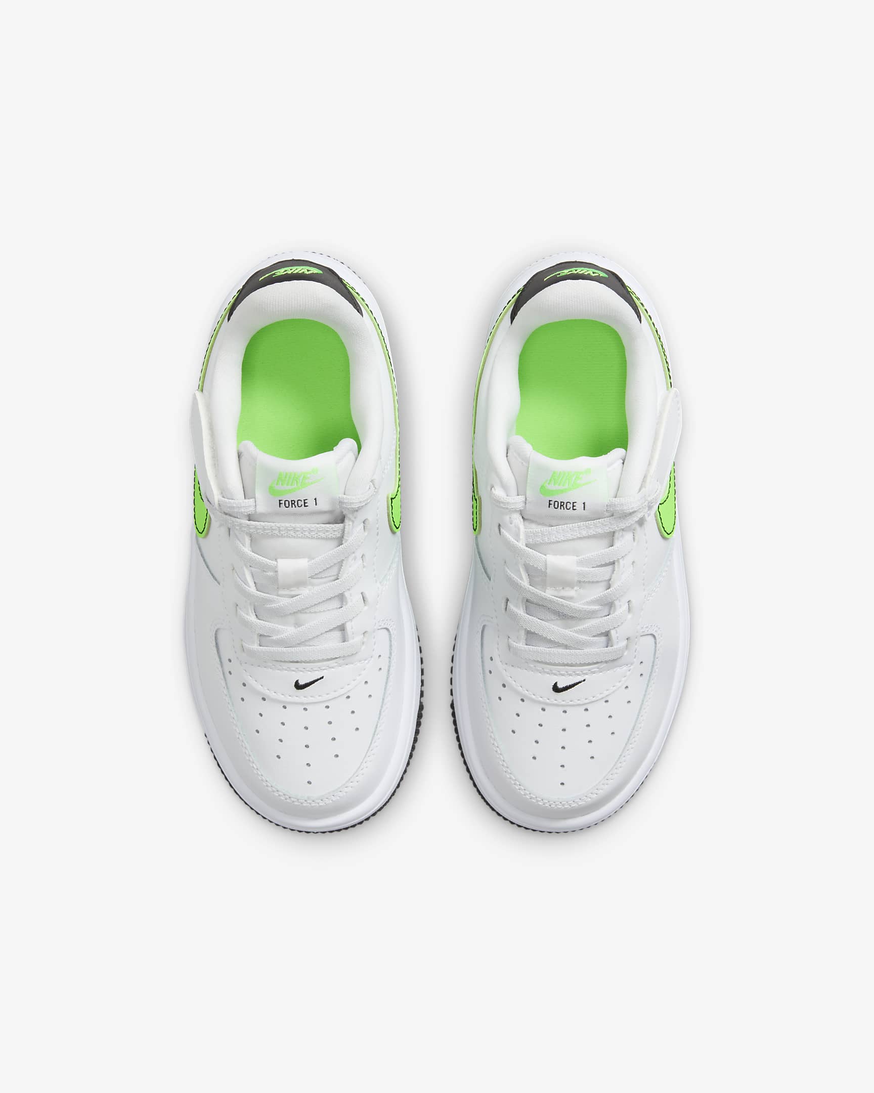 Nike Force 1 Low EasyOn Younger Kids' Shoes - White/Black/Green Strike