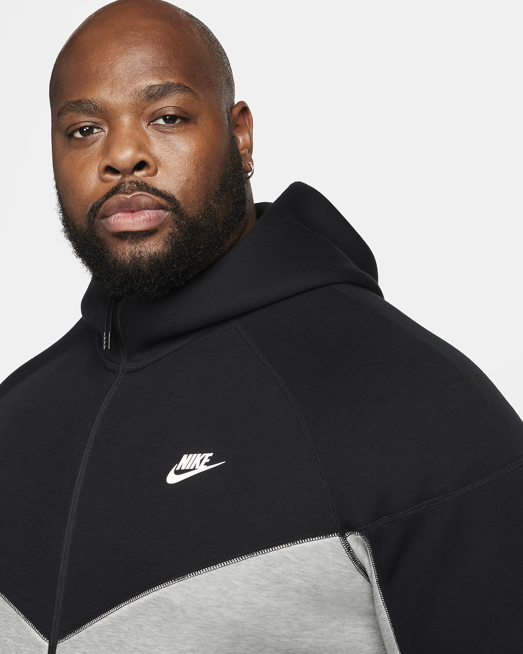 Hoodie com fecho completo Nike Sportswear Tech Fleece Windrunner para homem - Cinzento Heather escuro/Preto/Branco